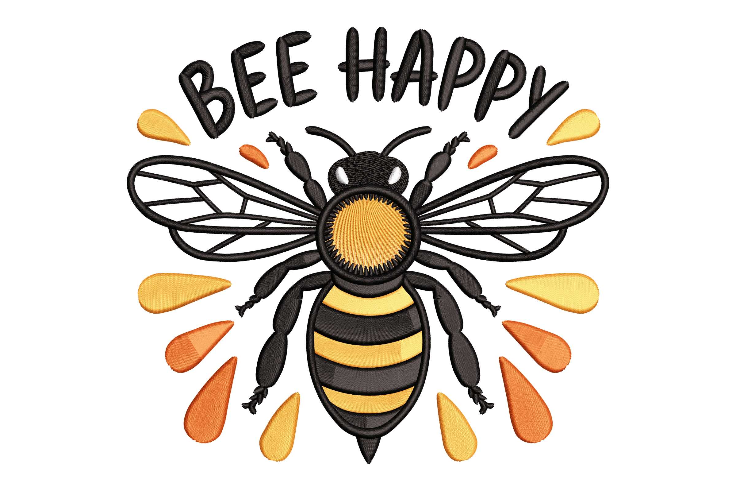 Bee Happy Honeybee Machine Embroidery Design