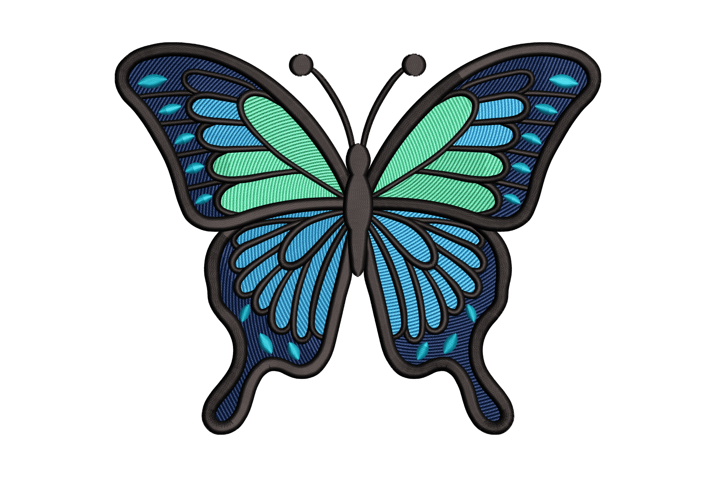 Blue Mint Ornamental Butterfly Machine Embroidery Design
