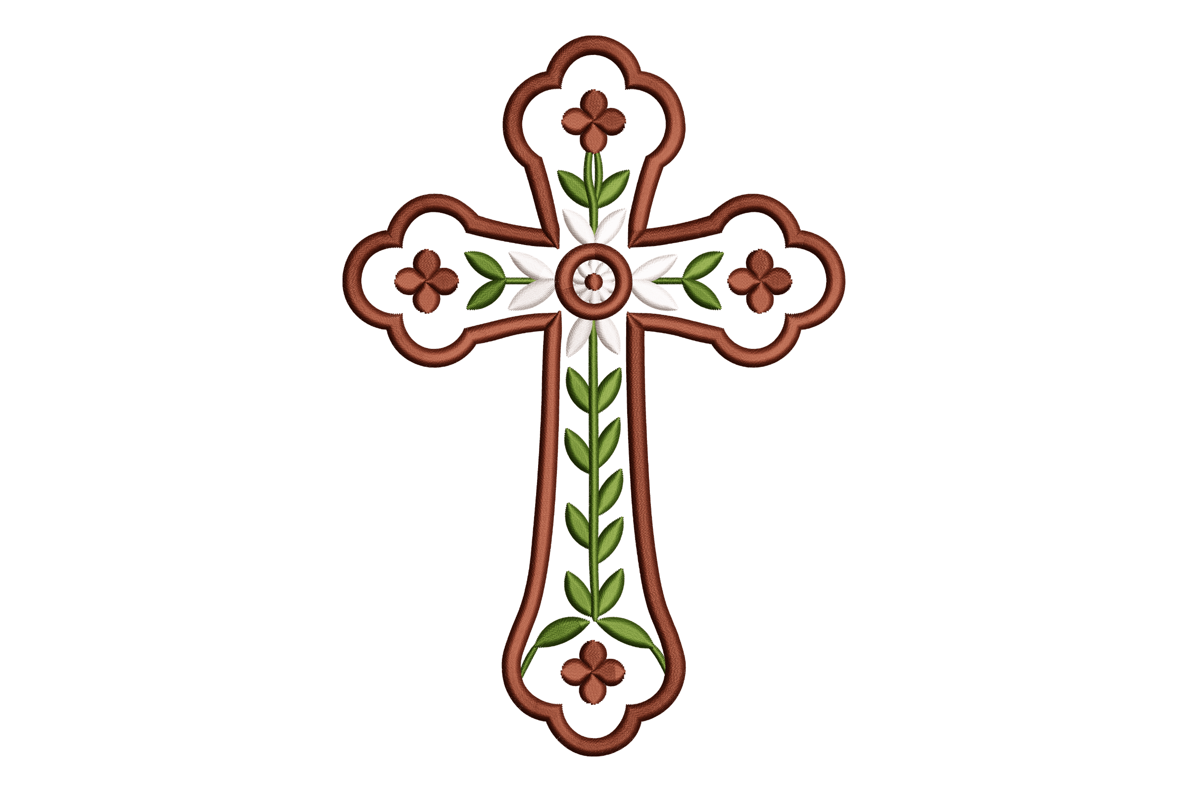 Floral Christian Cross Flowers Machine Embroidery Design