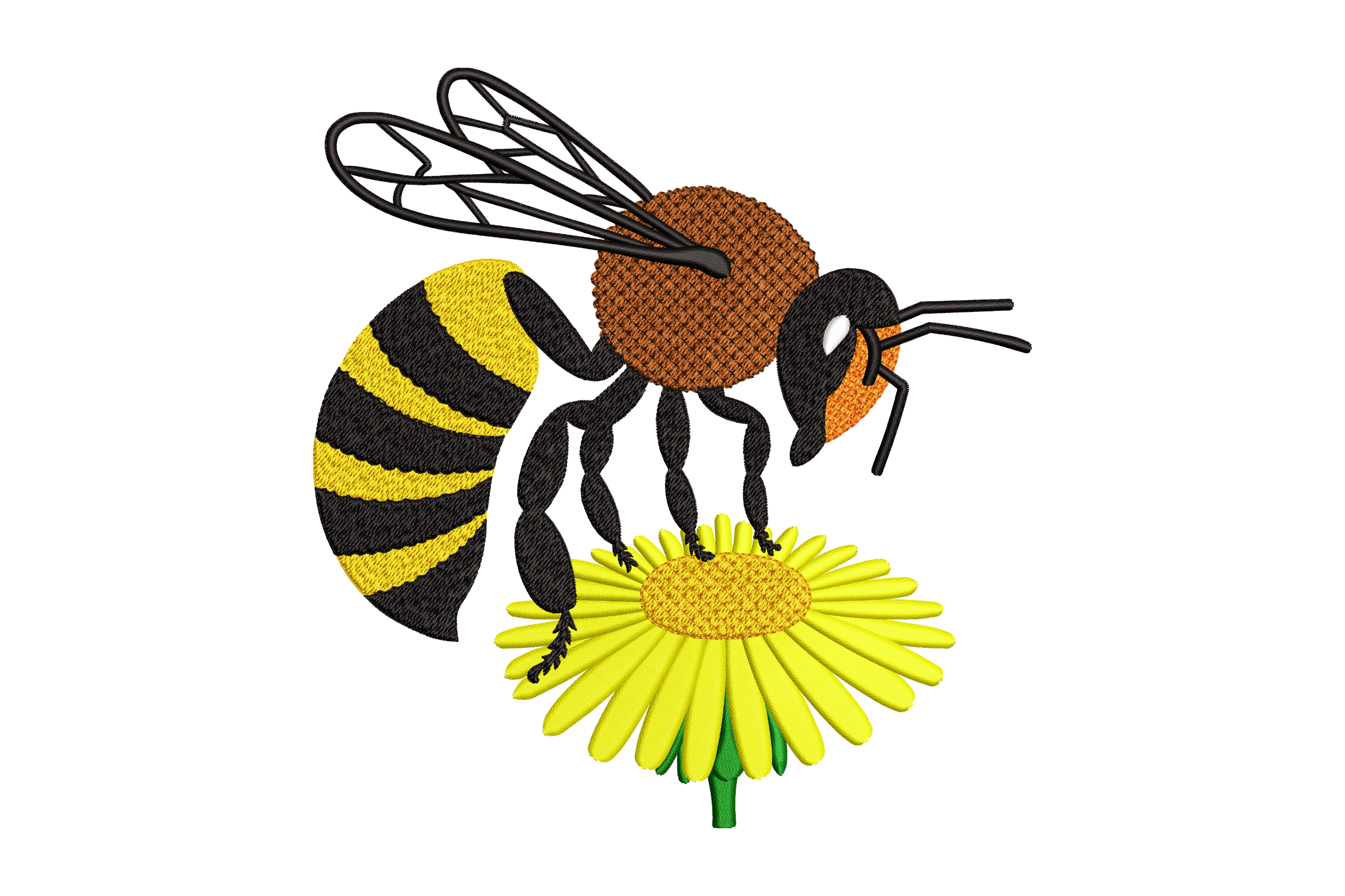 Bee on Yellow Flower Machine Embroidery Design
