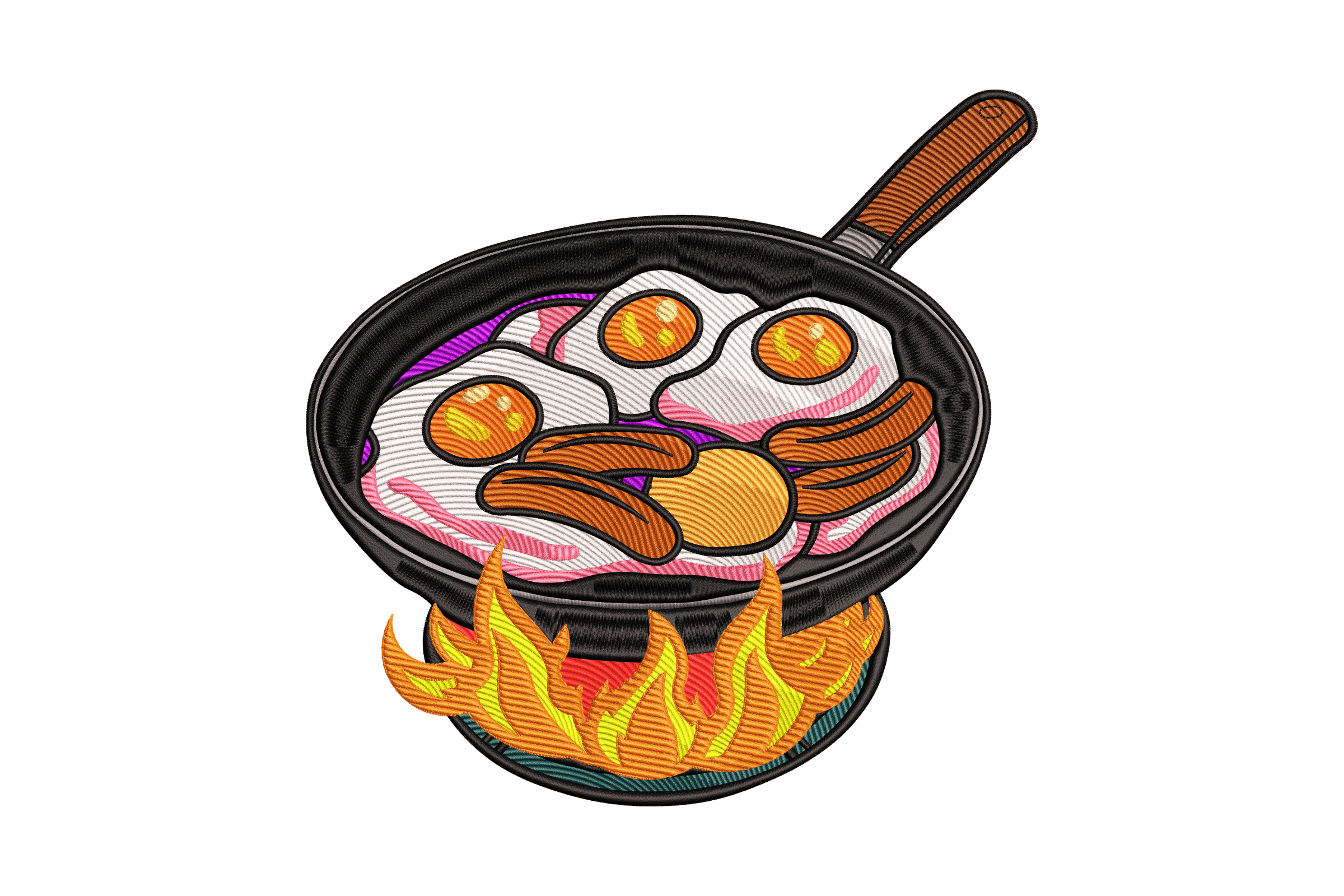 Breakfast Skillet Fried Machine Embroidery Design