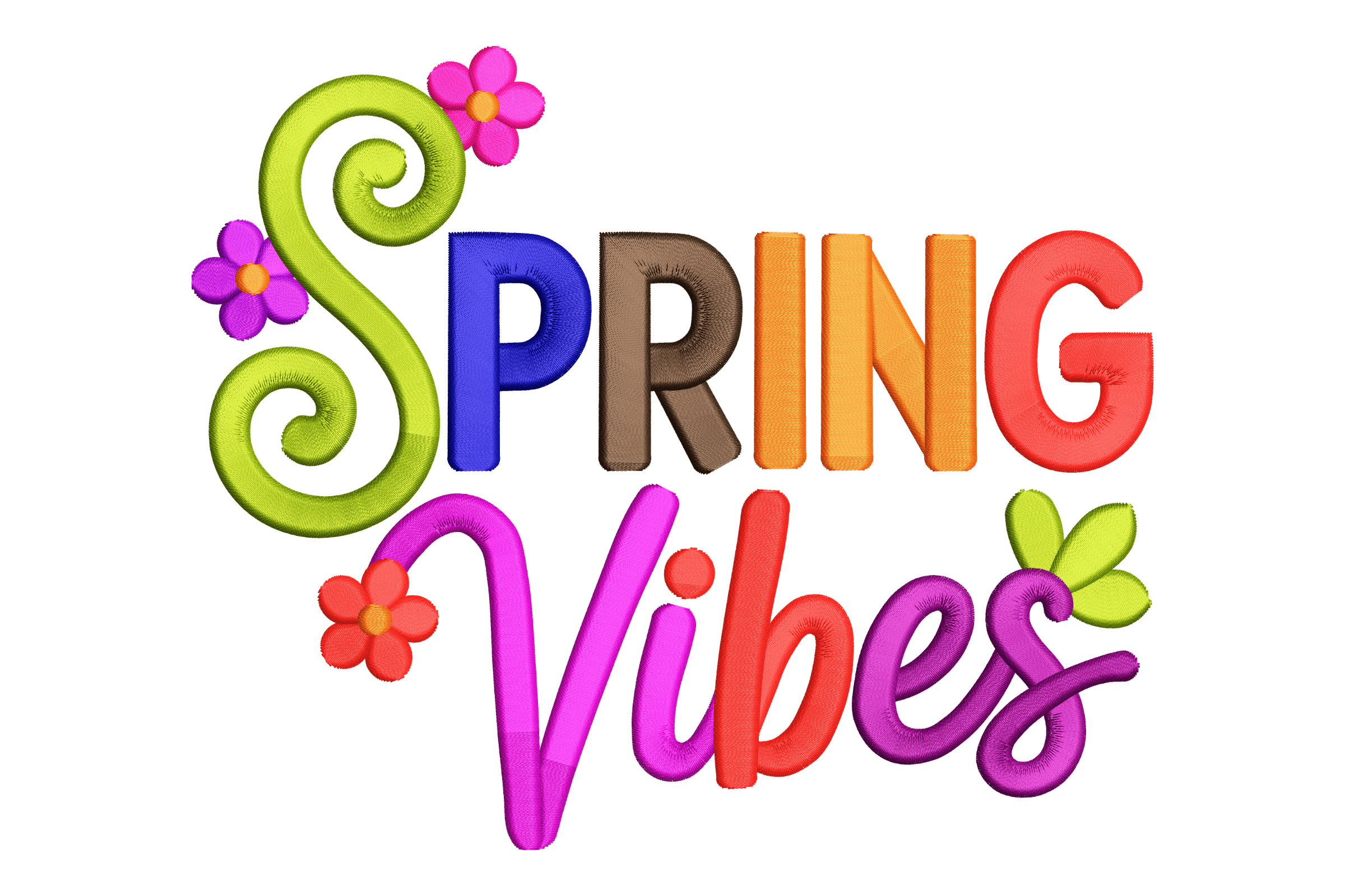 Spring Vibes Colorful Floral Machine Embroidery Design