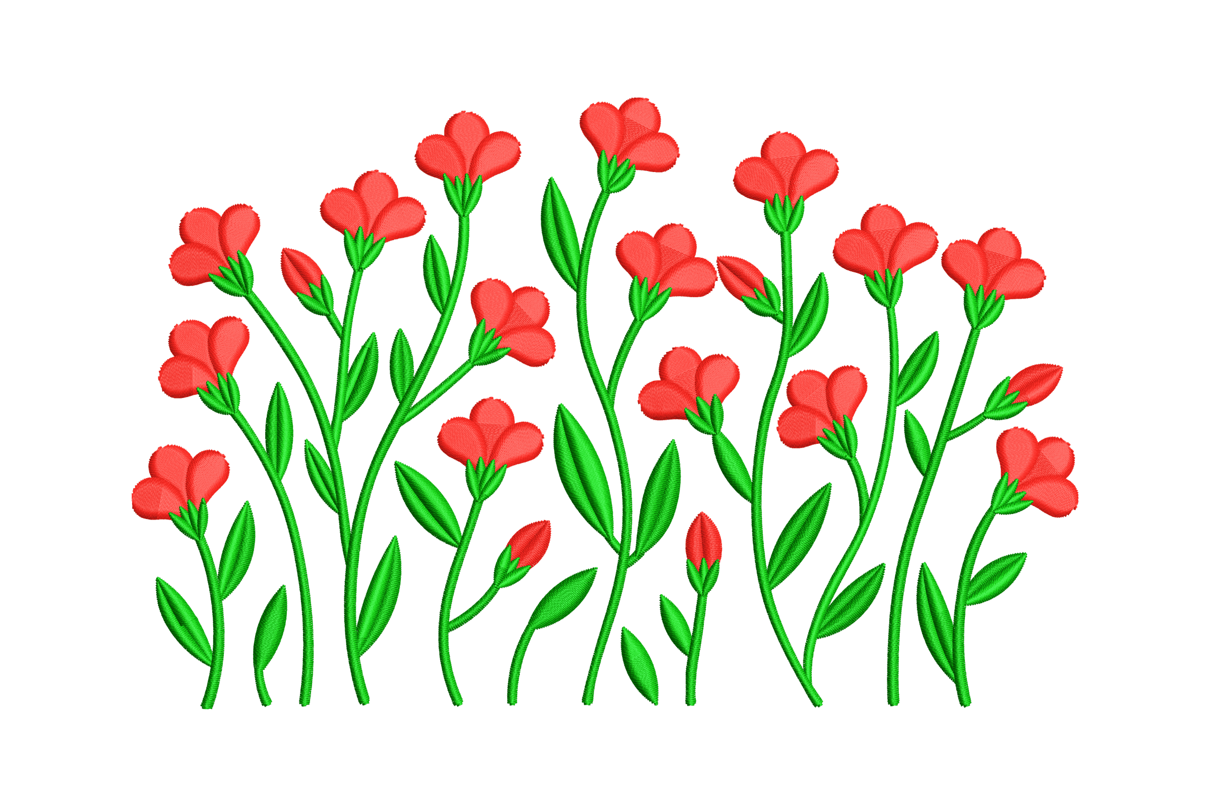 Red Wildflower Meadow Machine Embroidery Design
