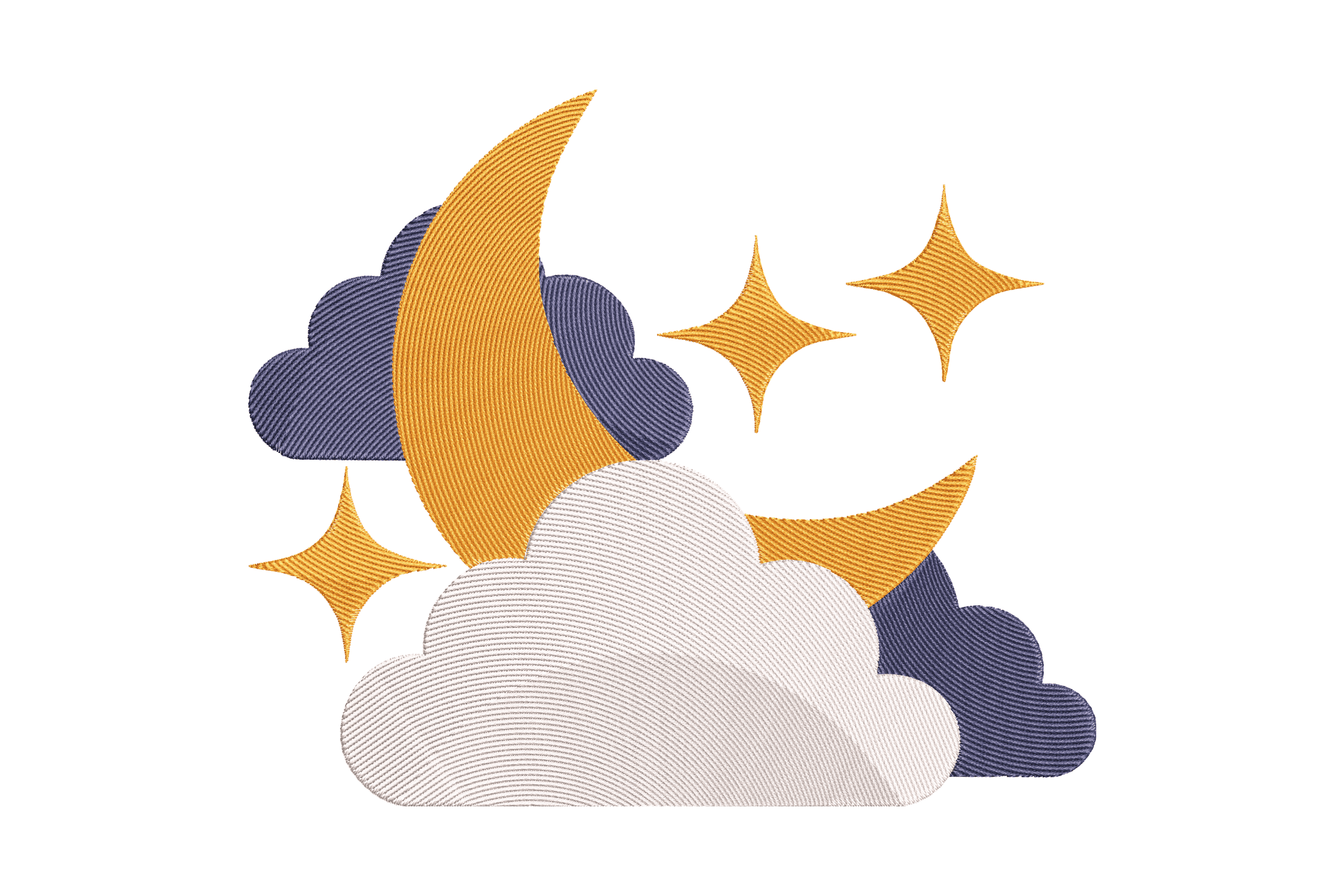 Moon and Clouds Night Sky Machine Embroidery Design