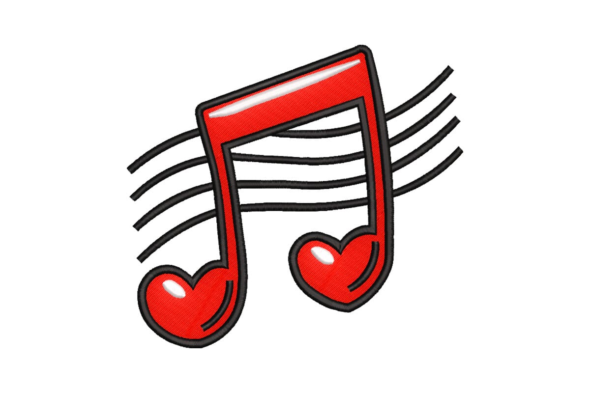 Love Note Music Patch – Machine Embroidery Design