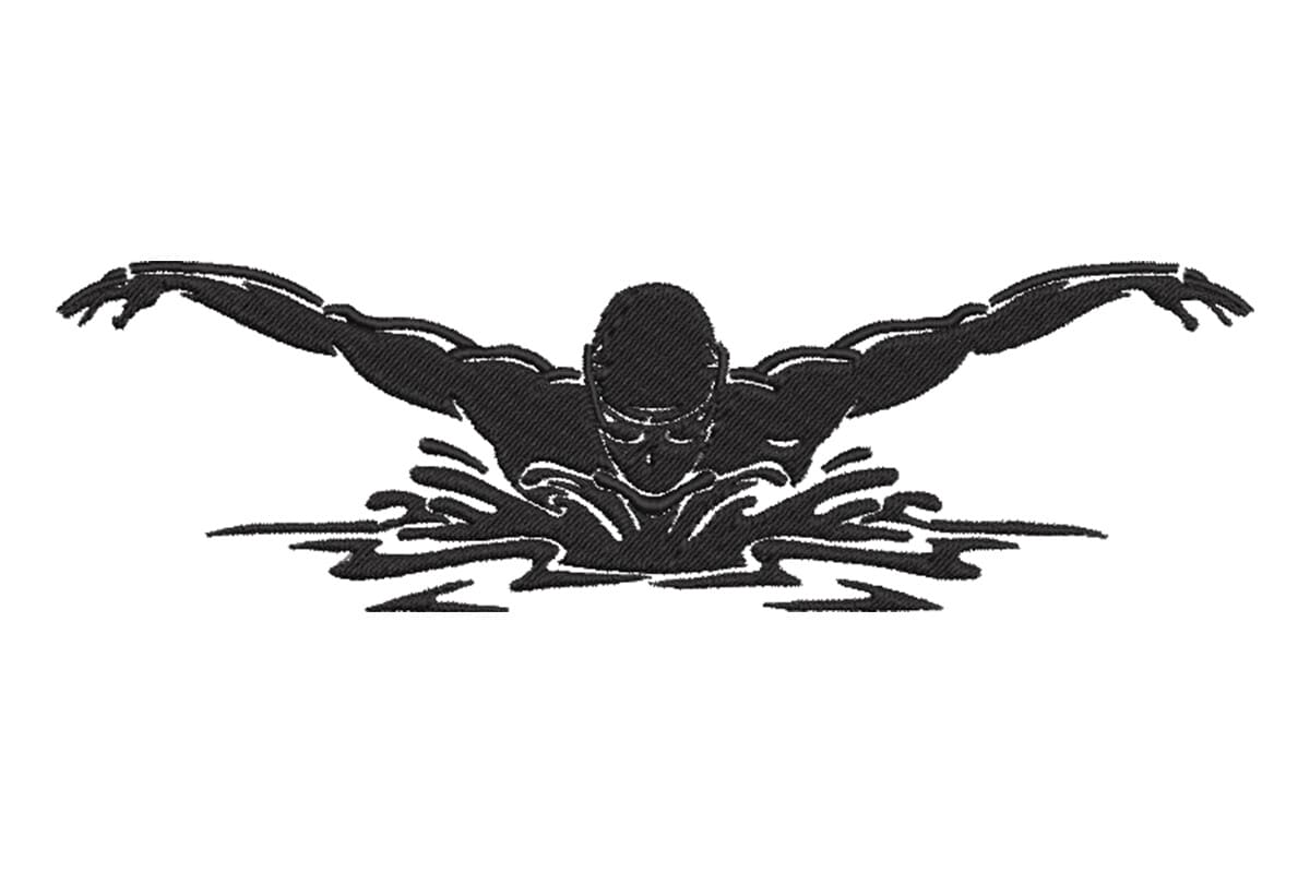 Swimmer Silhouette – Water Sports Machine Embroidery