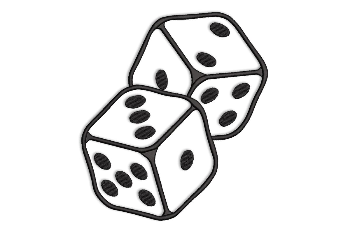 Lucky Dice Patch – Casino Game Machine Embroidery Design