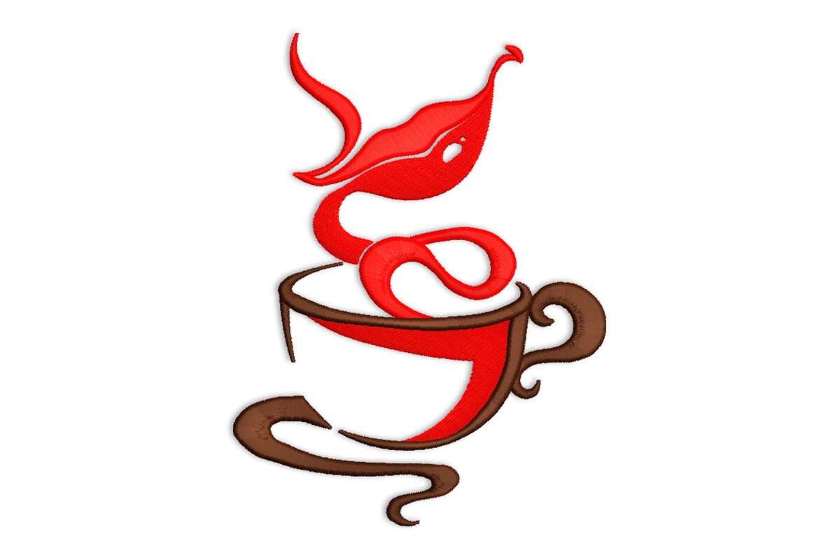 Coffee Cup Embroidery Design – Swirling Steam File