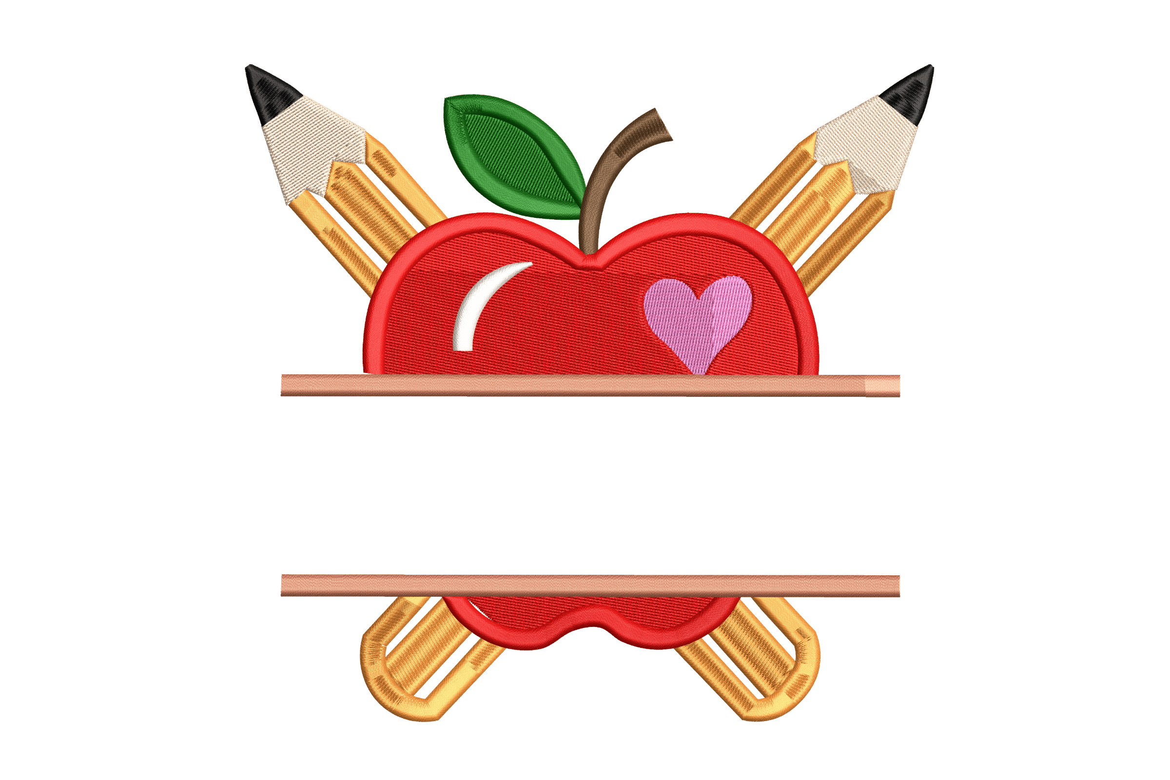 Apple & Pencils Frame – Teacher Appreciation Embroidery Design
