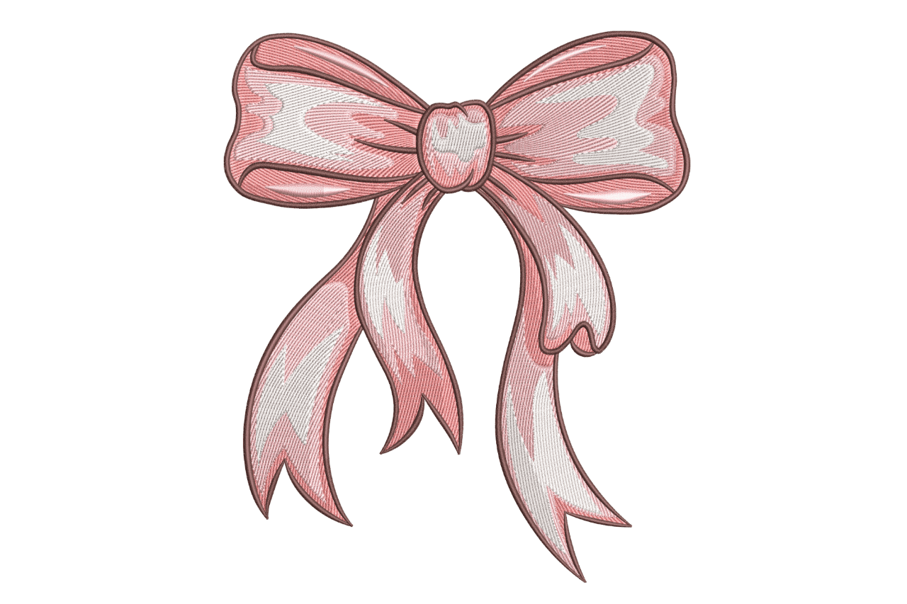 Pink Bow Ribbon – Elegant Decorative Embroidery Design