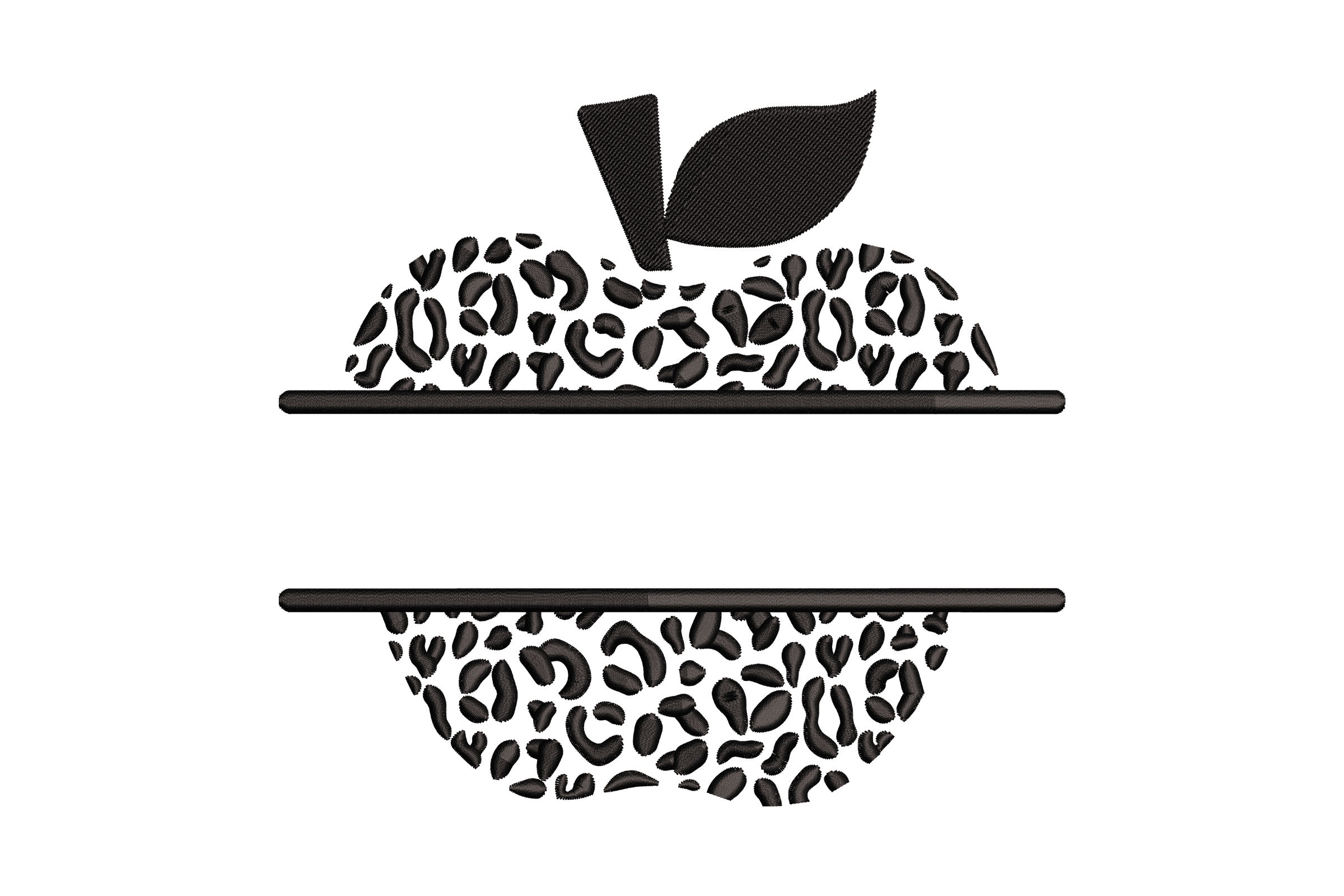 Leopard Apple Frame – Teacher Embroidery Design
