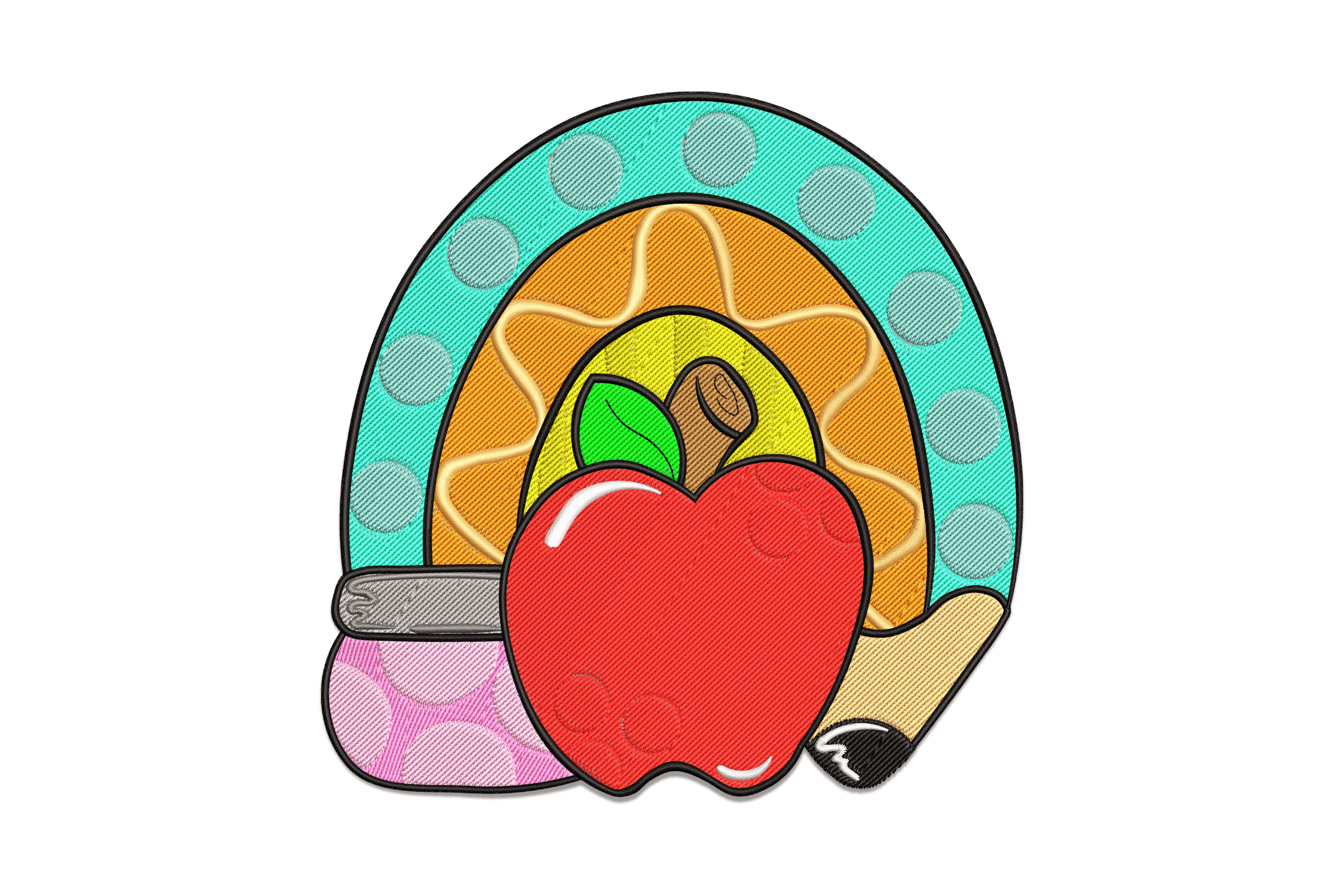 Rainbow Apple Back to School – Classroom Embroidery Design