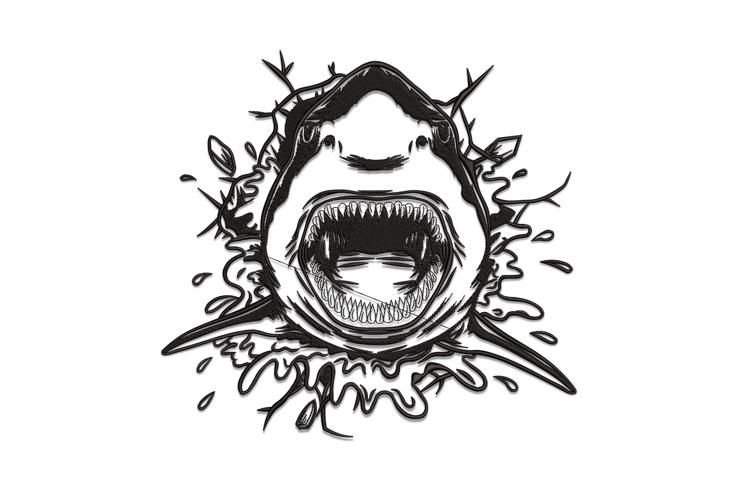 Splashing Shark – Bold Marine Animal Embroidery Design