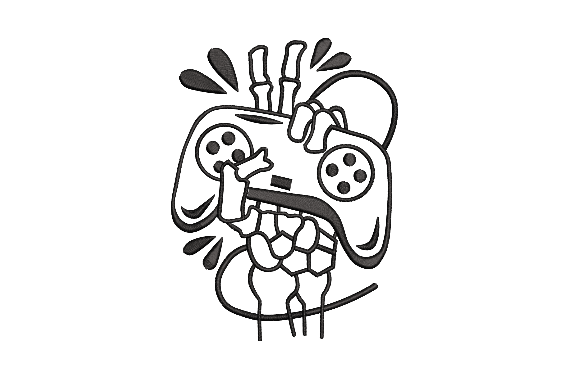 Skeleton Gamer Hand – Game Controller Embroidery Design