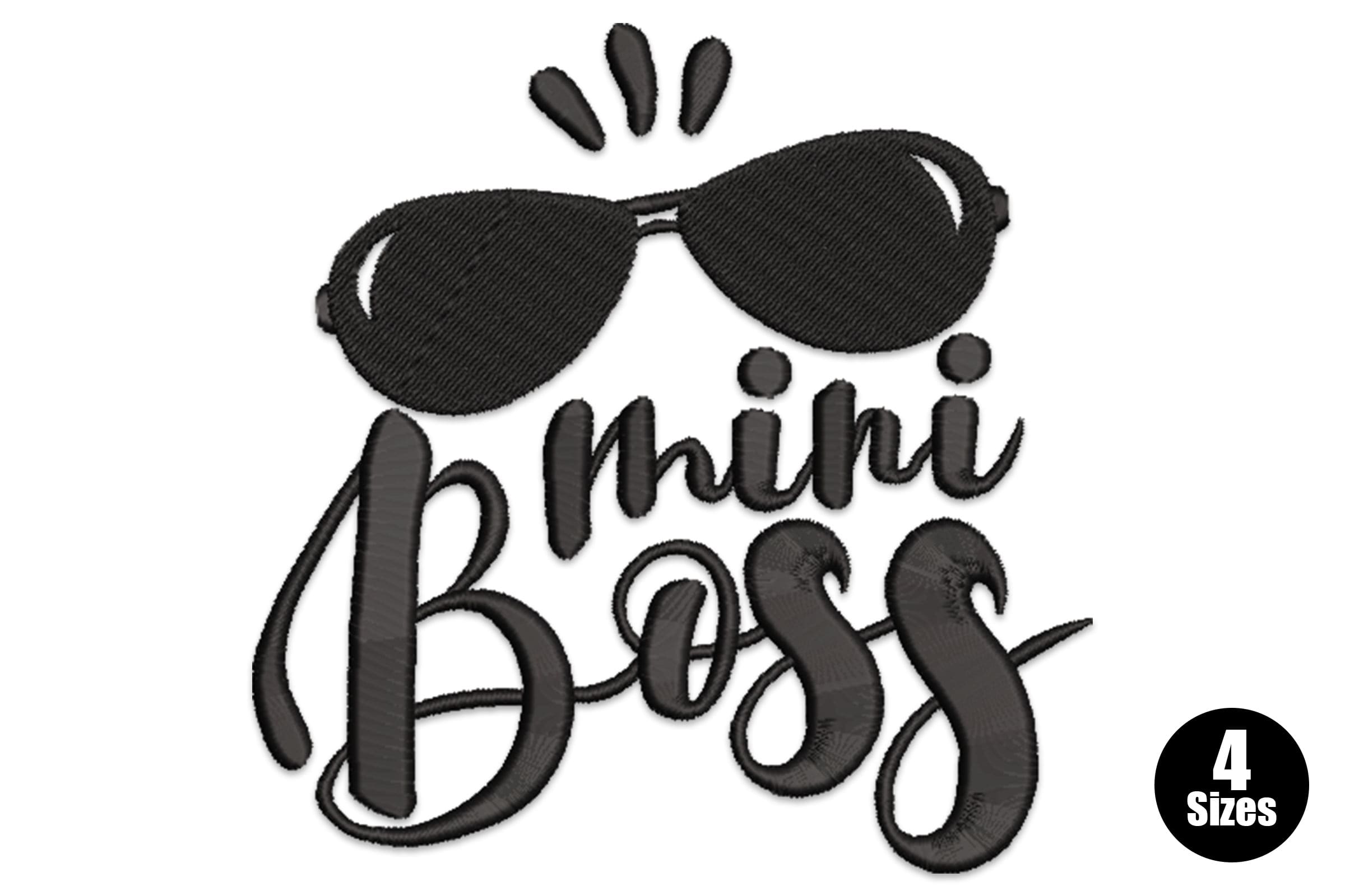 Mini Boss with Sunglasses – Cute Kids Quote Embroidery Design