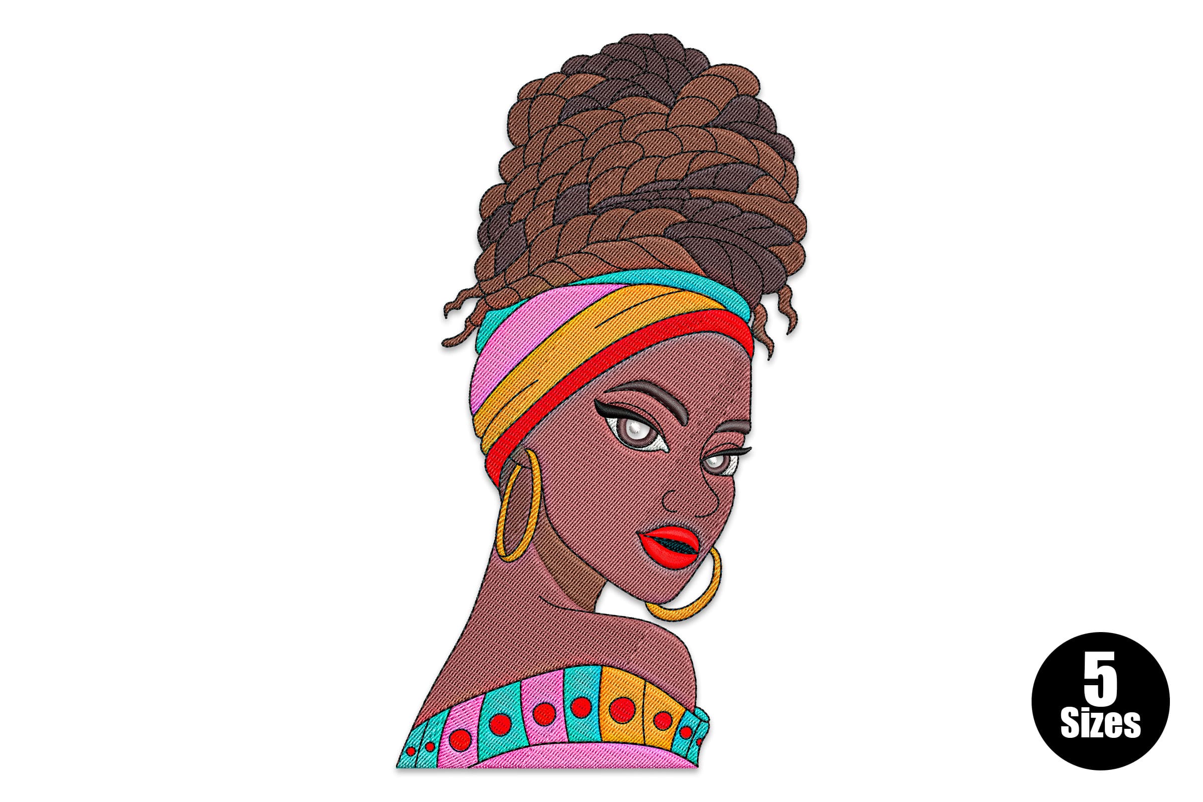 Afro Woman Portrait – Artistic Machine Embroidery Design
