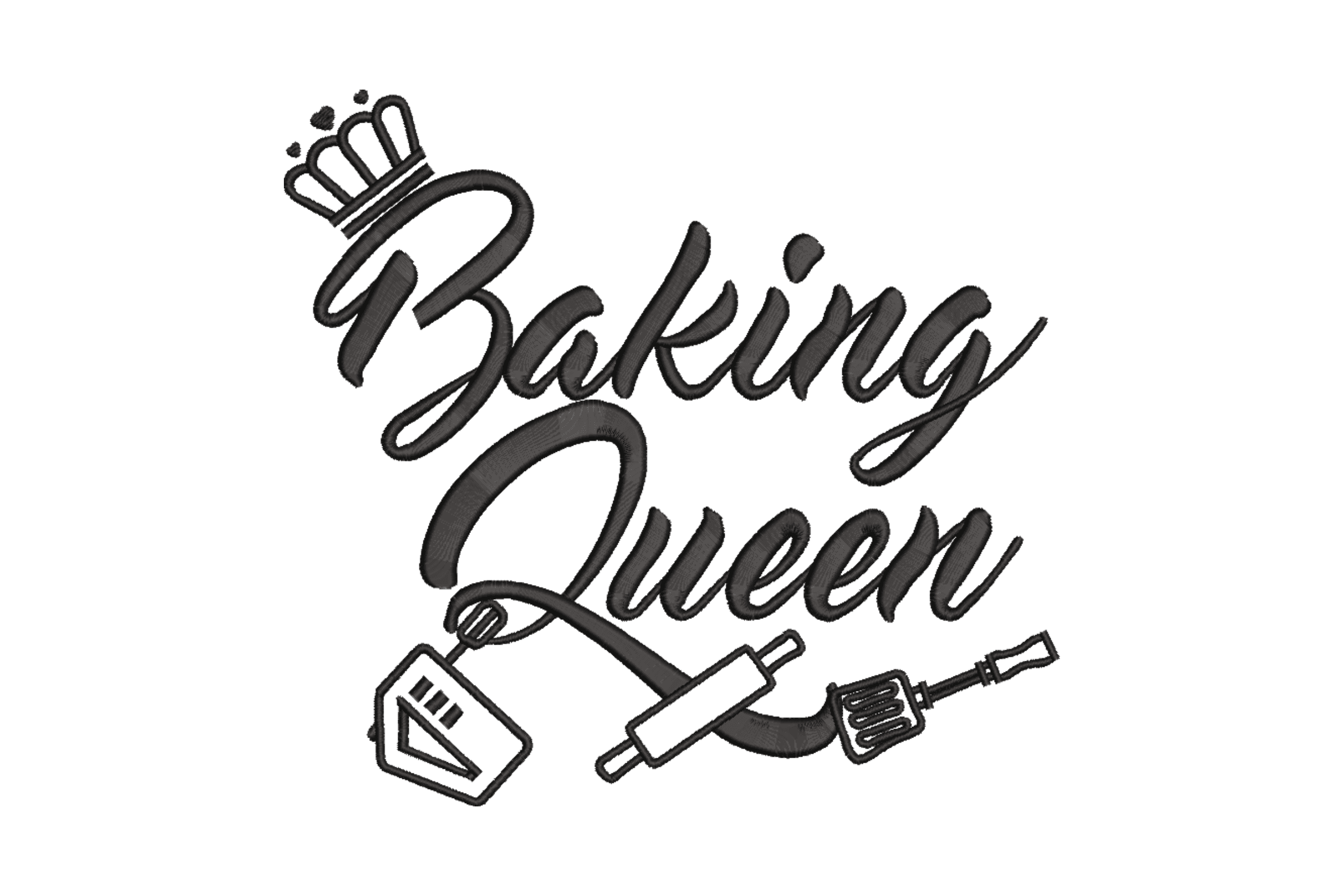 Baking Queen Script Outline – Kitchen Embroidery Design