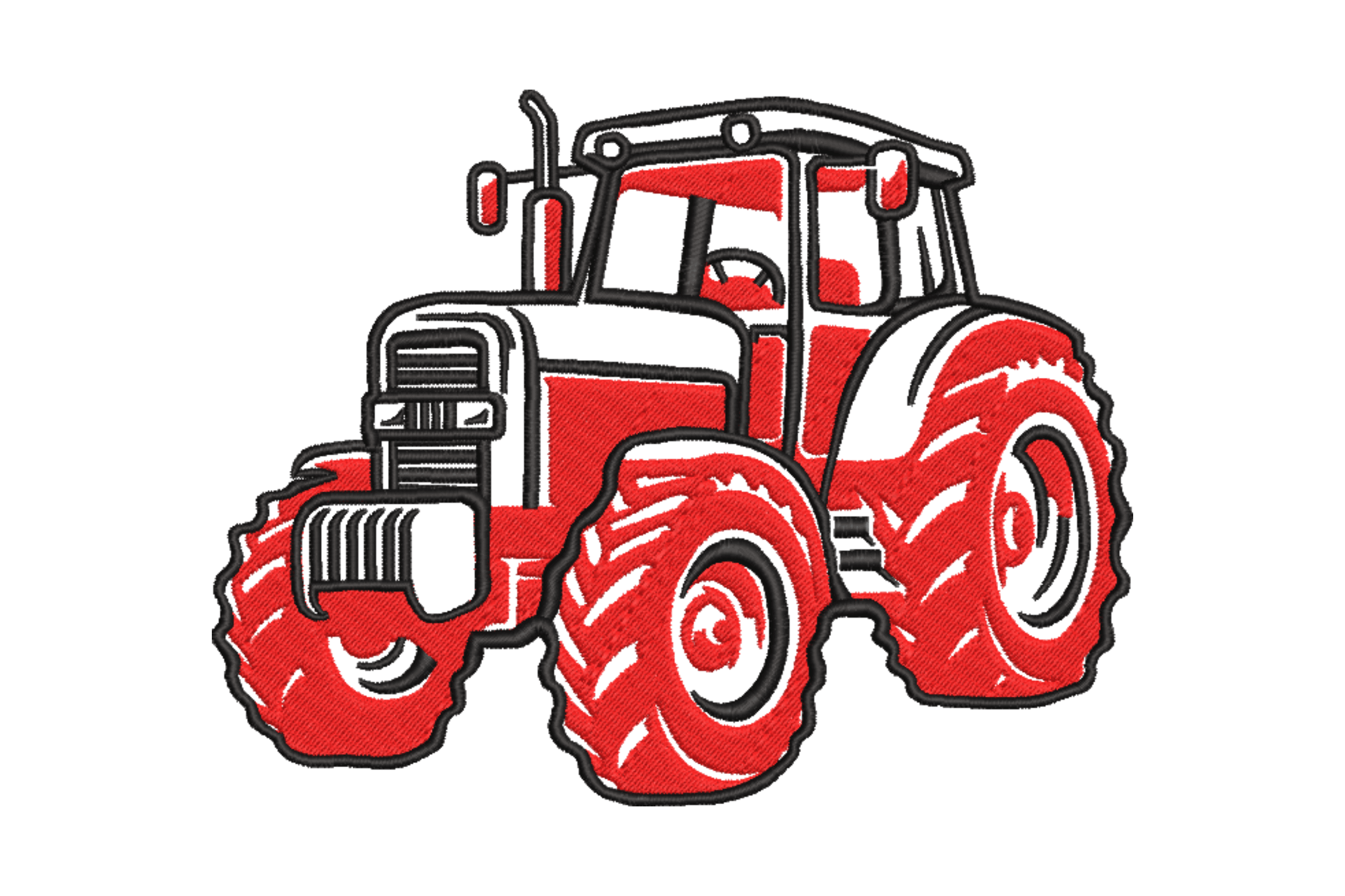 Detailed Tractor Machine – Red Black Embroidery Design