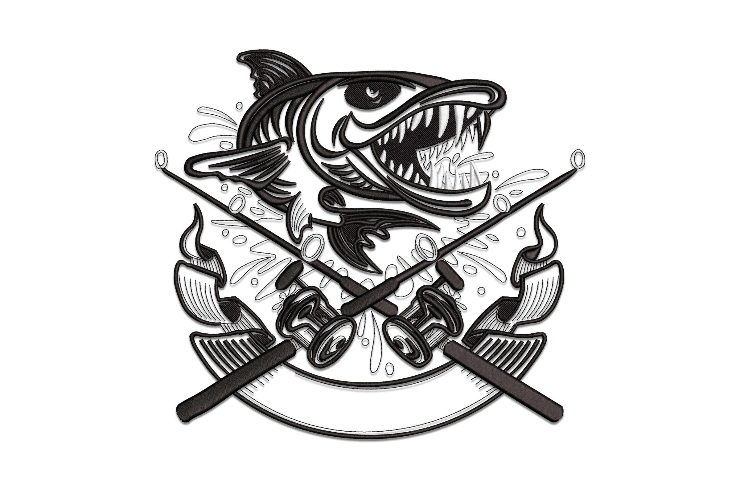 Shark Sushi Chef – Cool Crossed Knives Embroidery Design