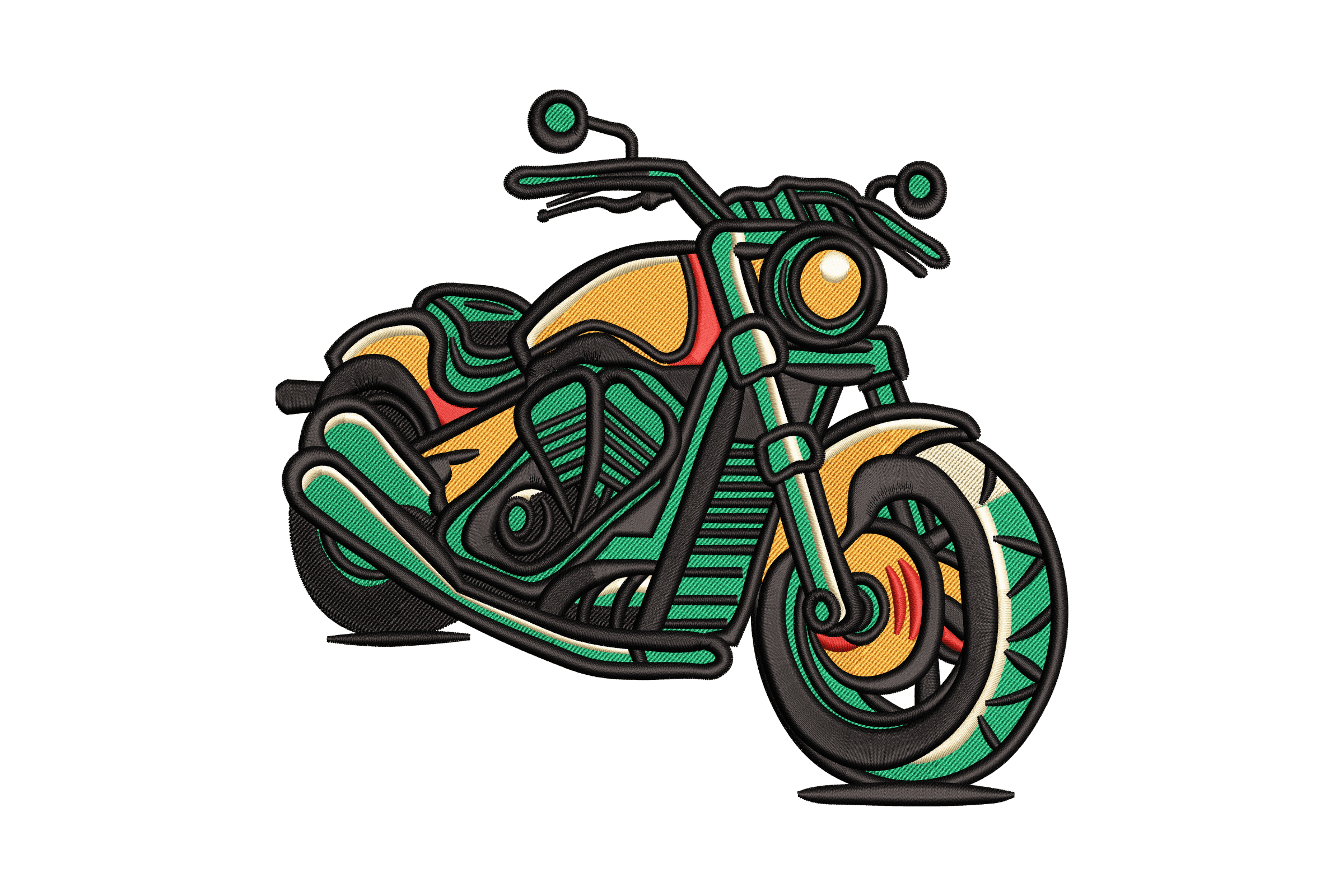 Retro Cruiser Motorcycle Embroidery Design