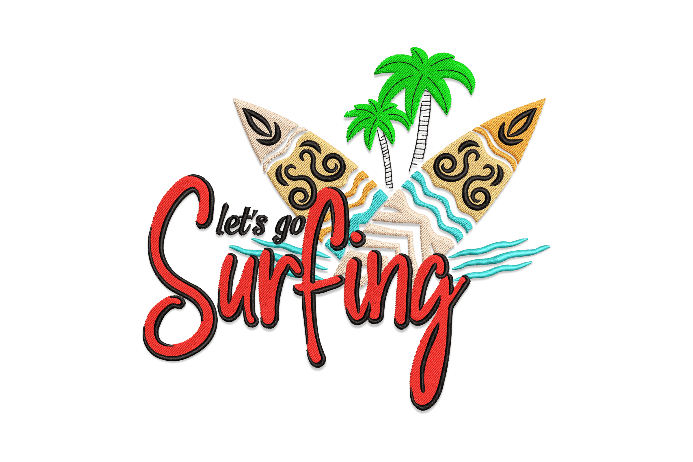 Let’s Go Surfing – Tropical Board Embroidery Design