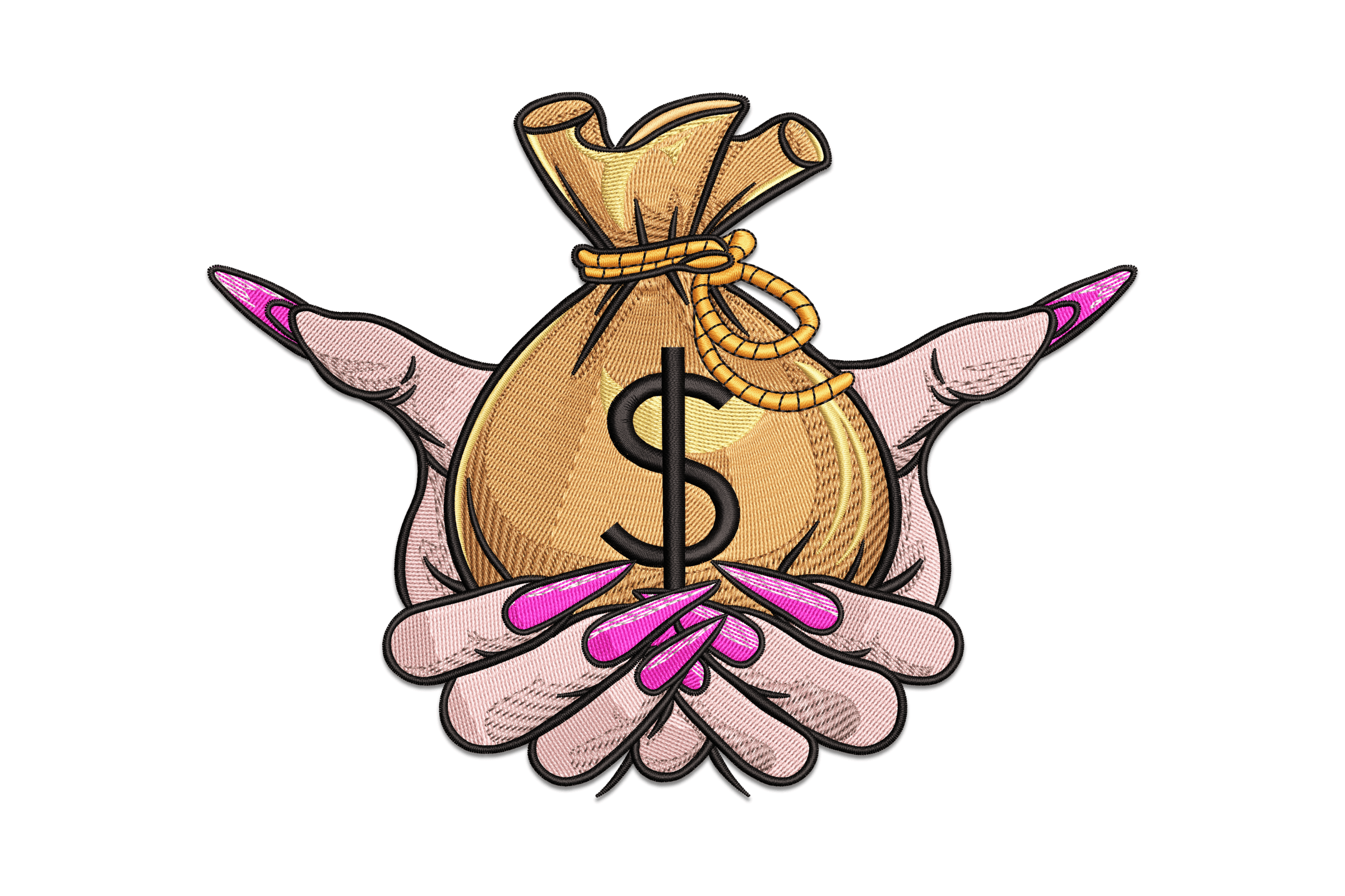 Money Bag Hands – Glam Boss Embroidery Design
