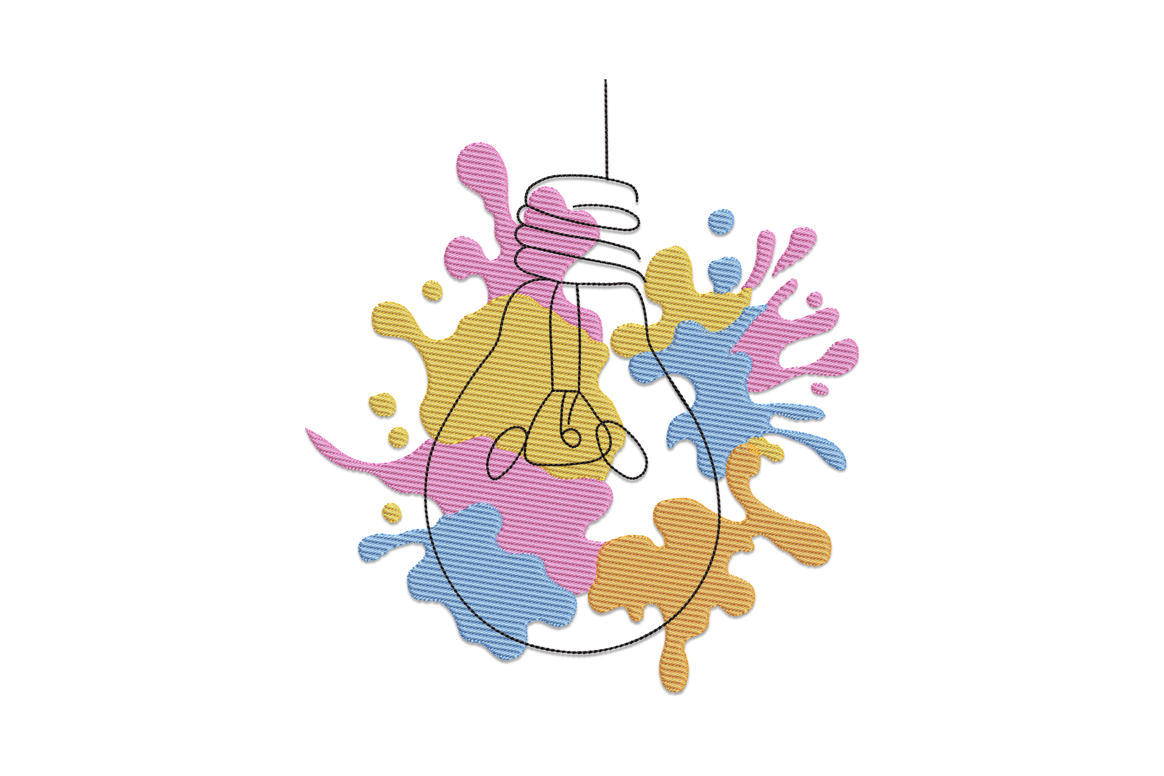 Color Splash Lightbulb – Creative Embroidery Design