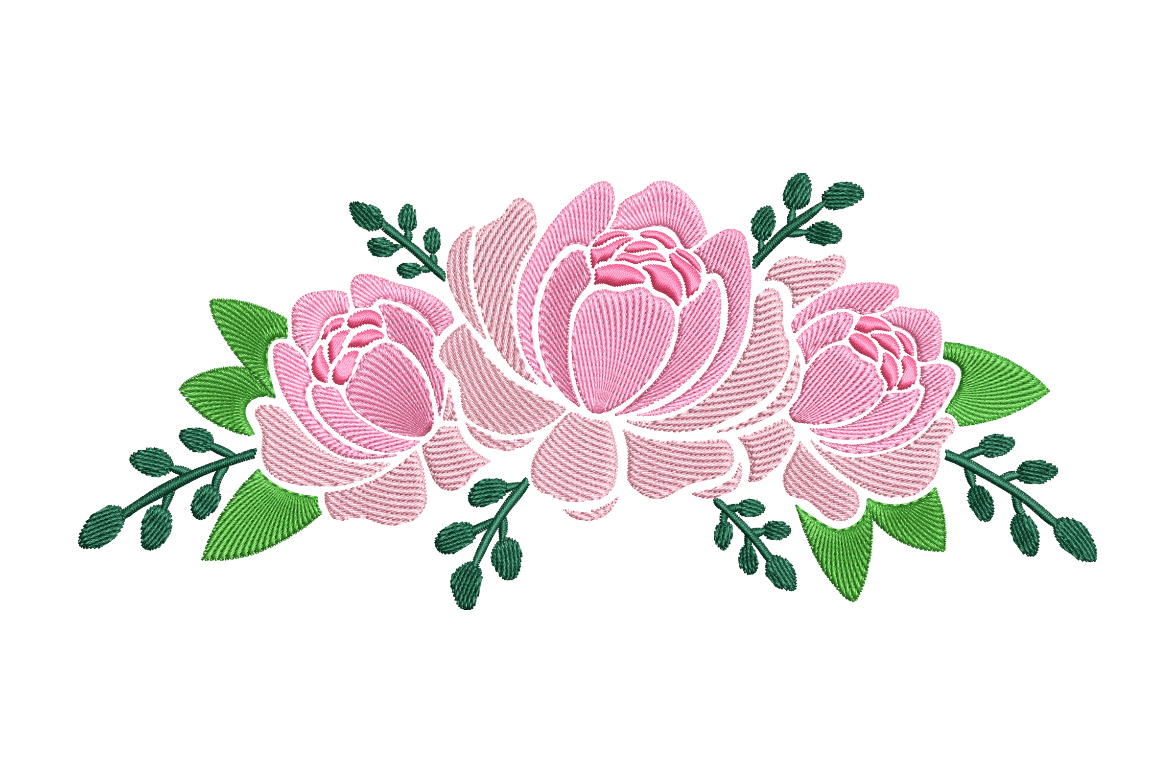 Pink Peony Spray – Elegant Floral Embroidery Design