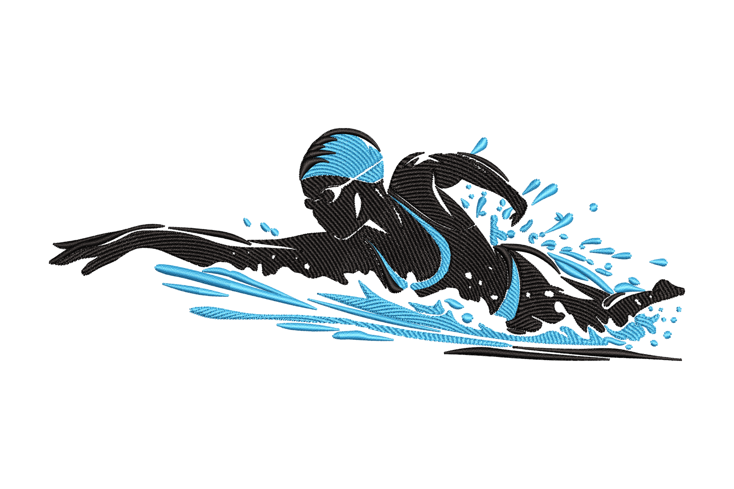 Swimmer Splash Silhouette – Sports Embroidery Design
