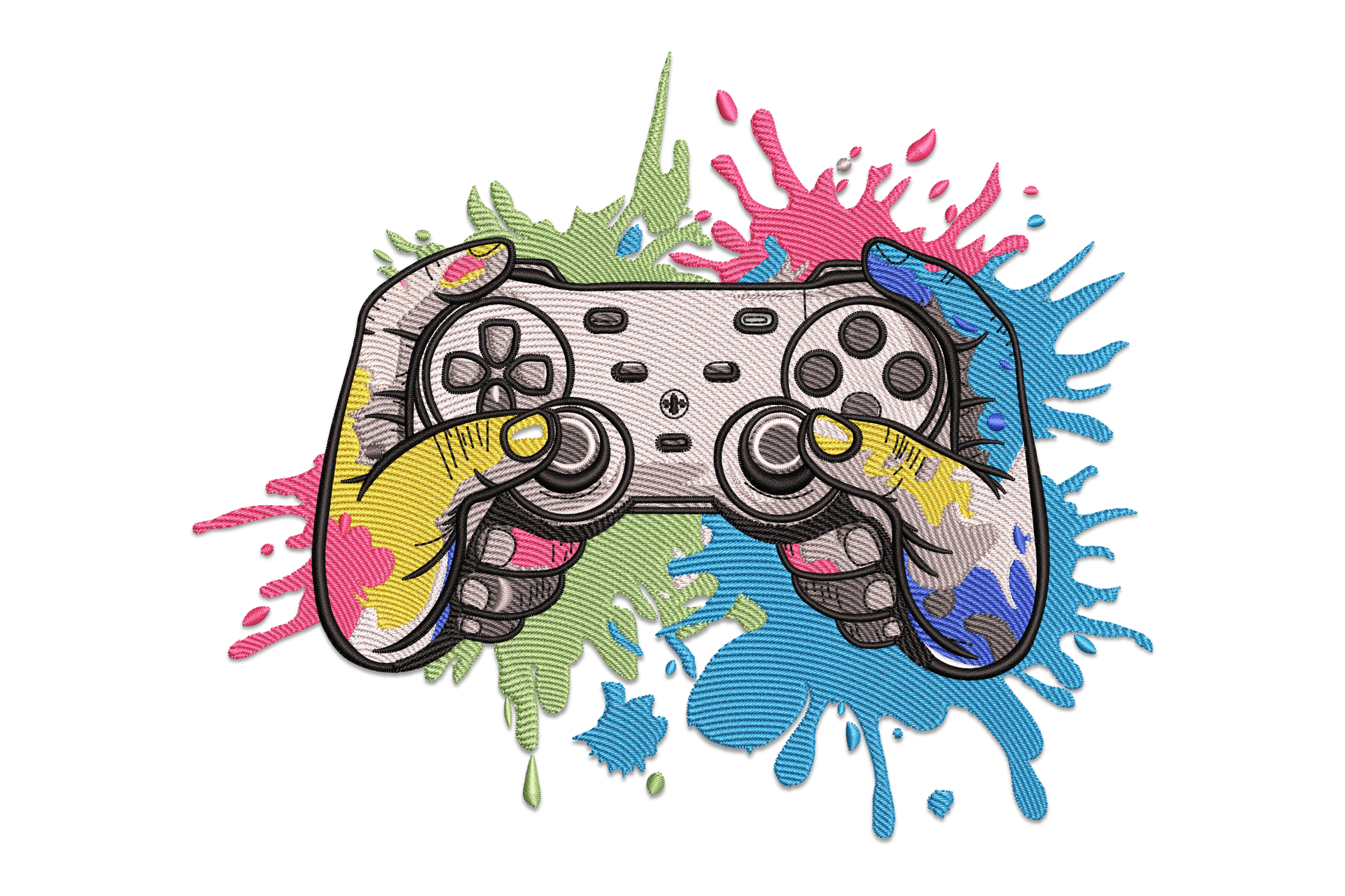 Gamer Splash Controller – Colorful Embroidery Design