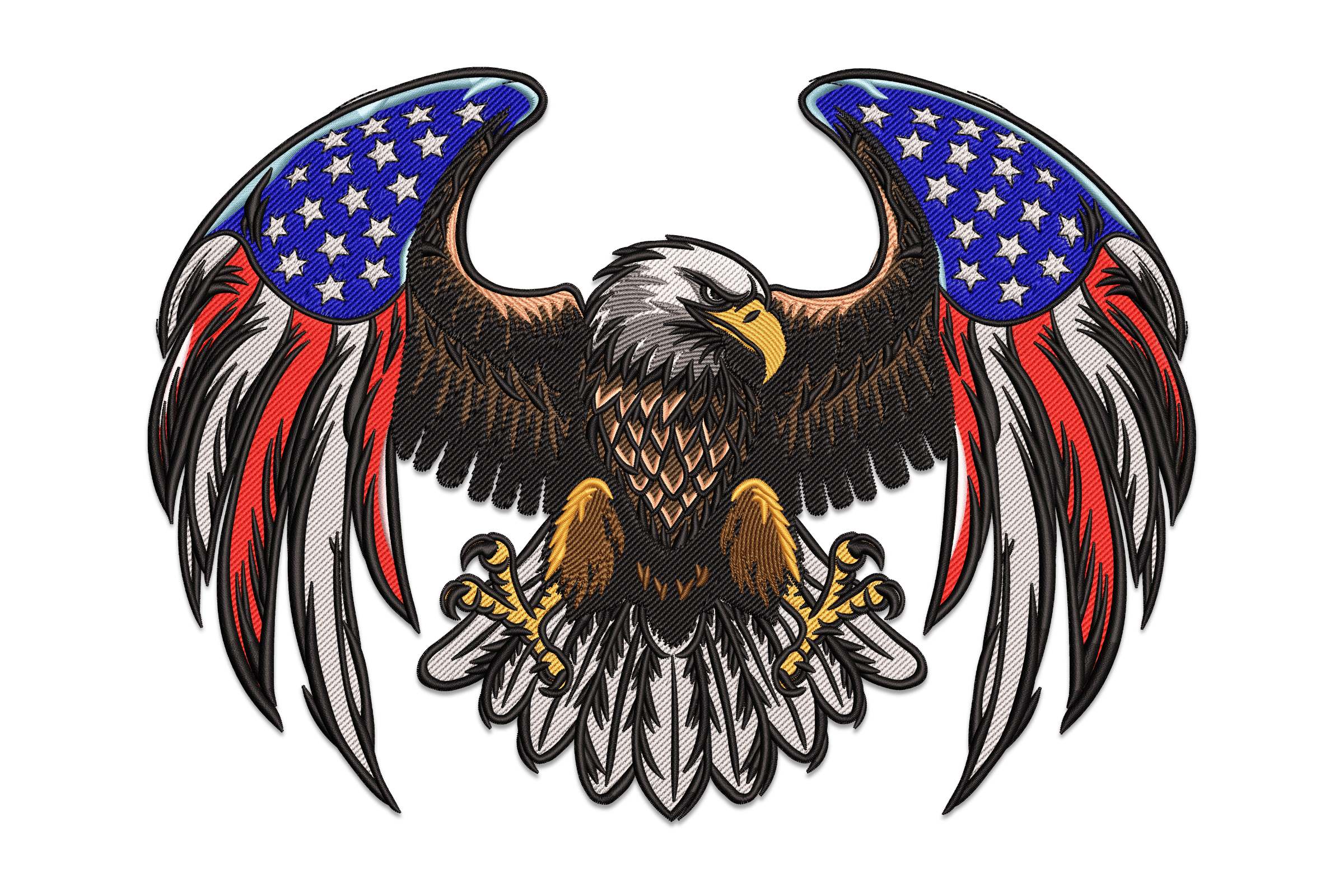 Patriotic Bald Eagle – American Flag Embroidery Design