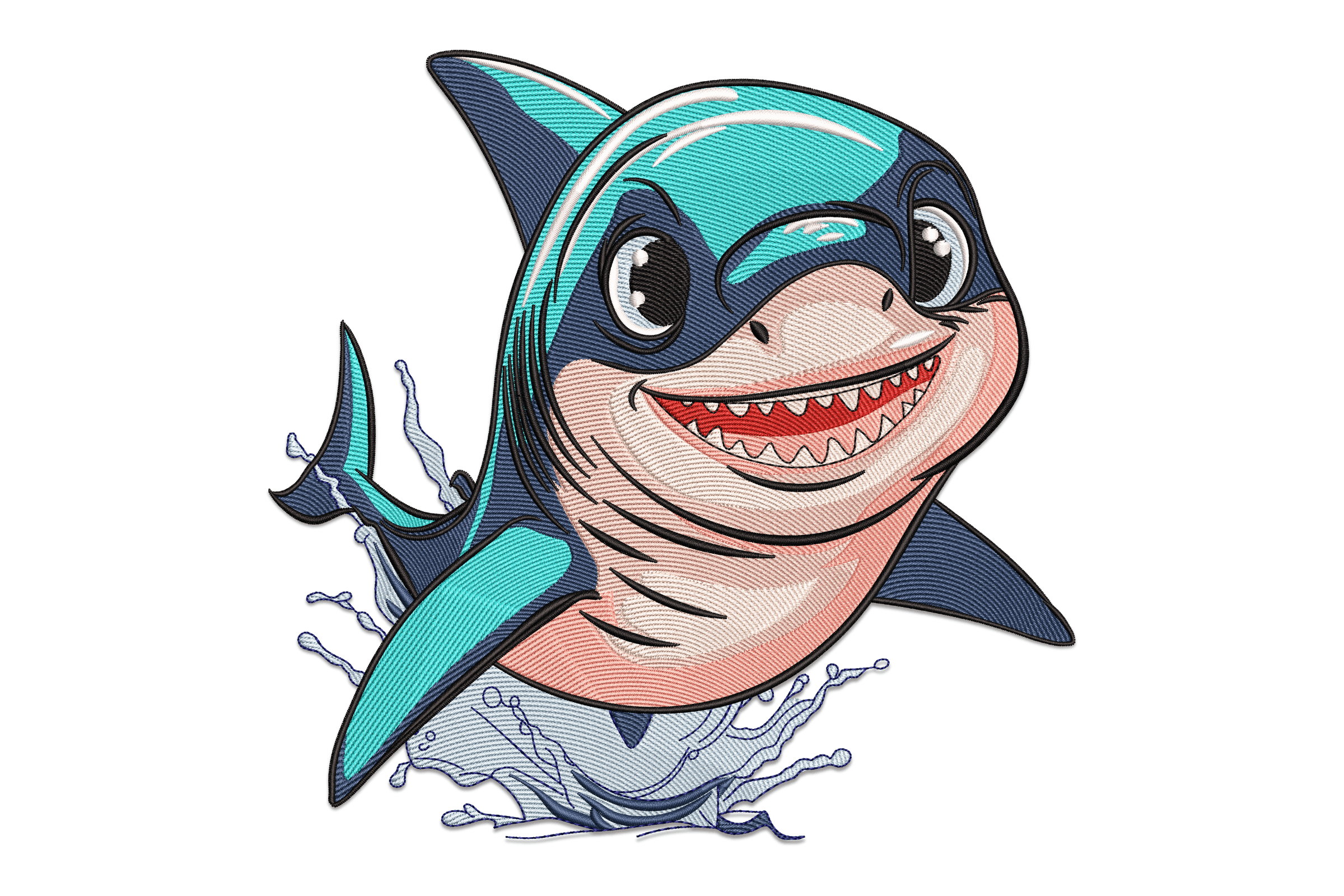 Smiling Splashing Shark – Cute Kids Embroidery Design