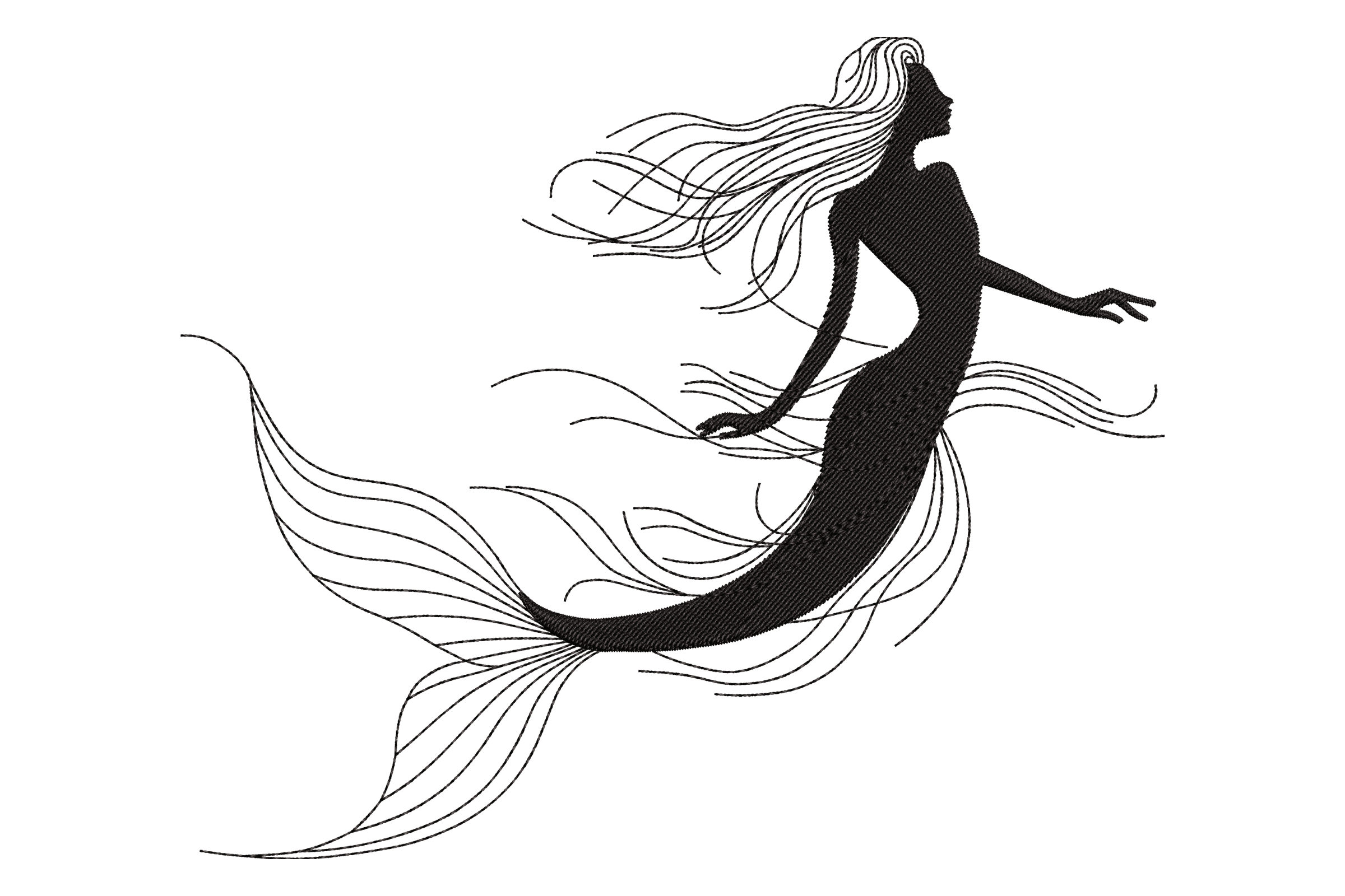 Elegant Mermaid Silhouette – Embroidery Design