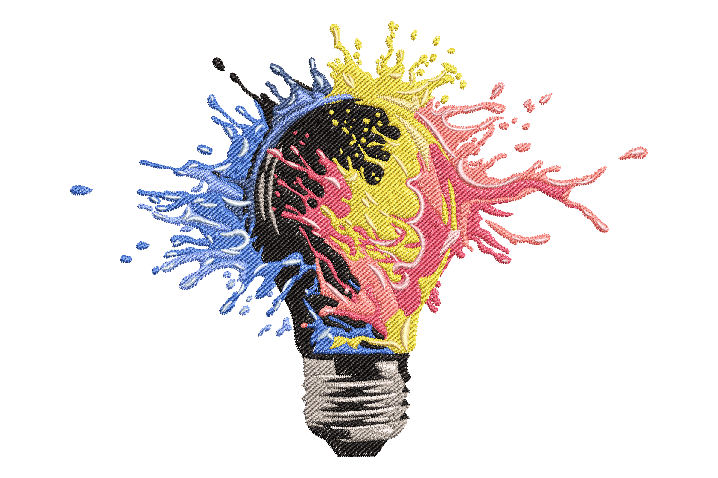Creative Splash Bulb – Colorful Art Embroidery Design
