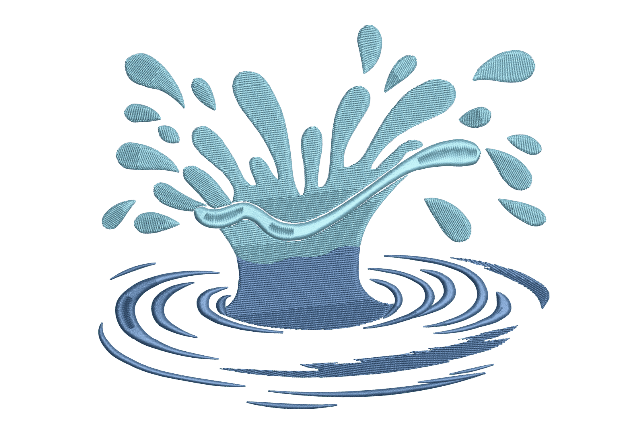 Blue Water Splash – Summer Machine Embroidery Design
