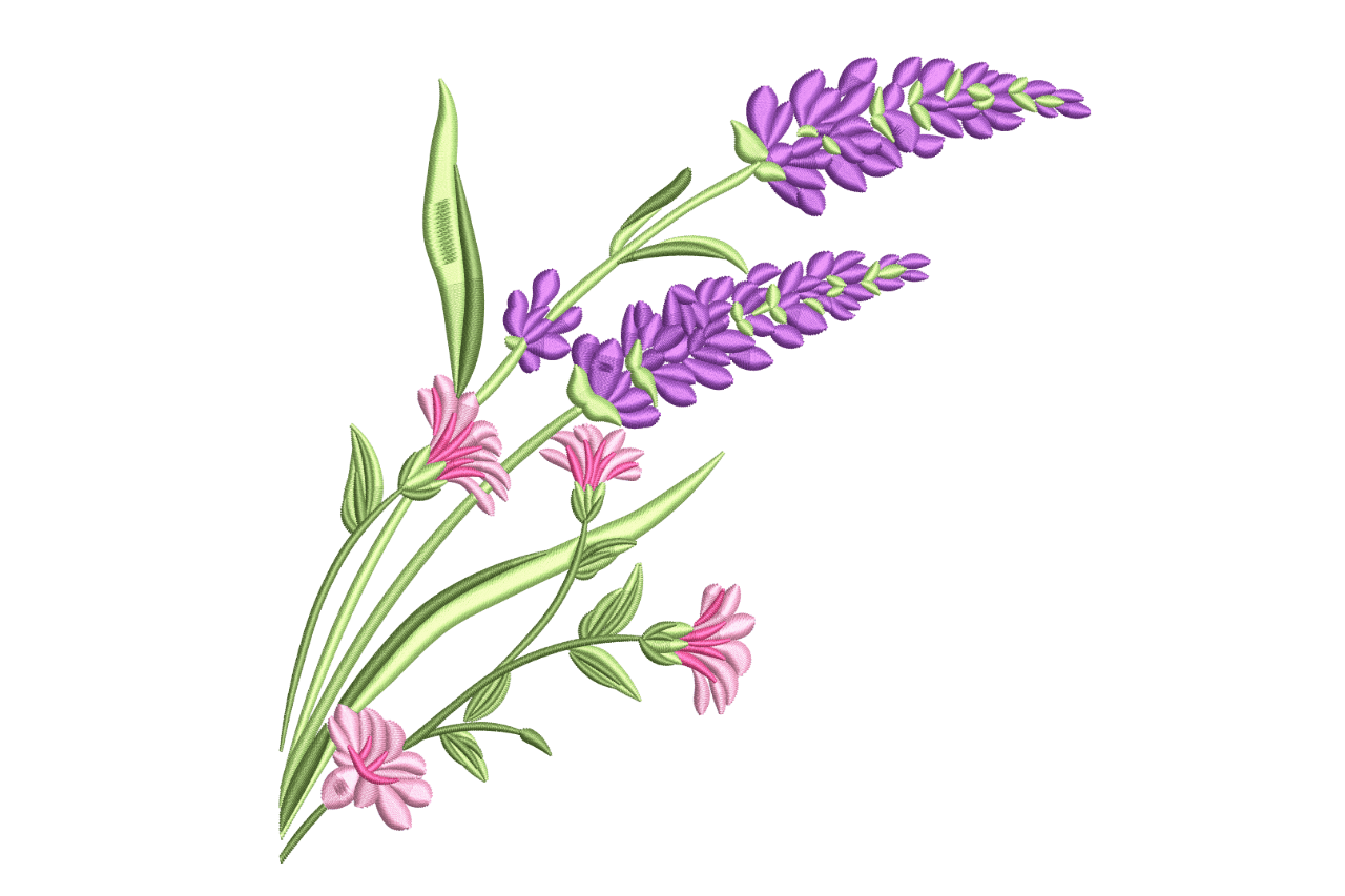 Lavender & Pink Flowers – Machine Embroidery Design