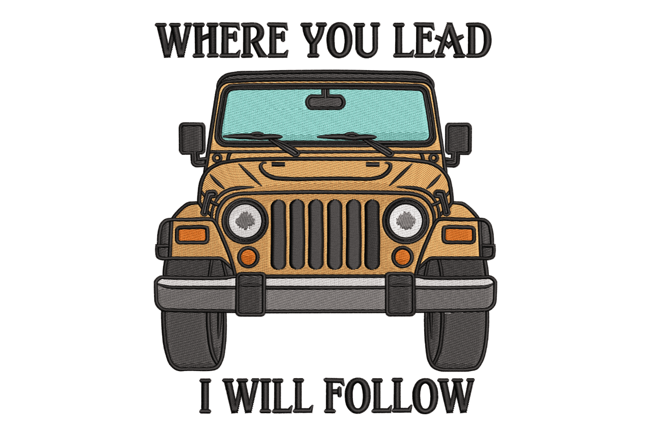 Jeep Lead Follow – Offroad Quote Machine Embroidery Design