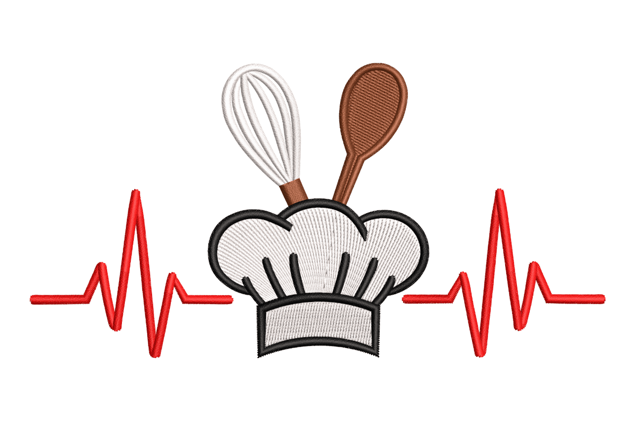 Chef Heartbeat – Culinary Machine Embroidery Design