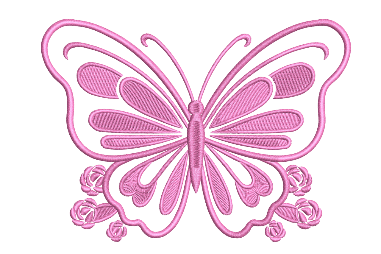 Floral Butterfly – Elegant Pink Embroidery Design