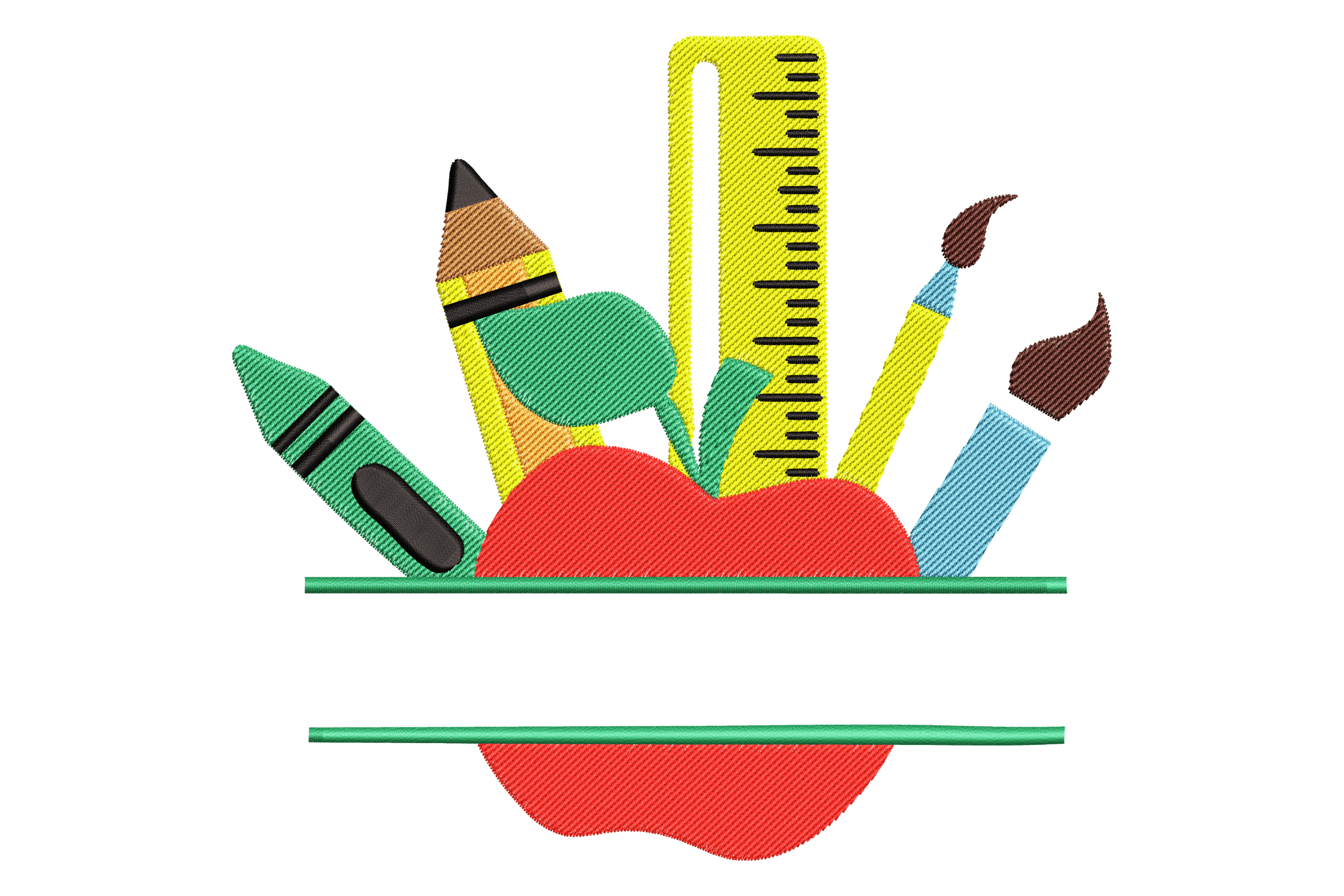 School Supplies & Apple Embroidery Design