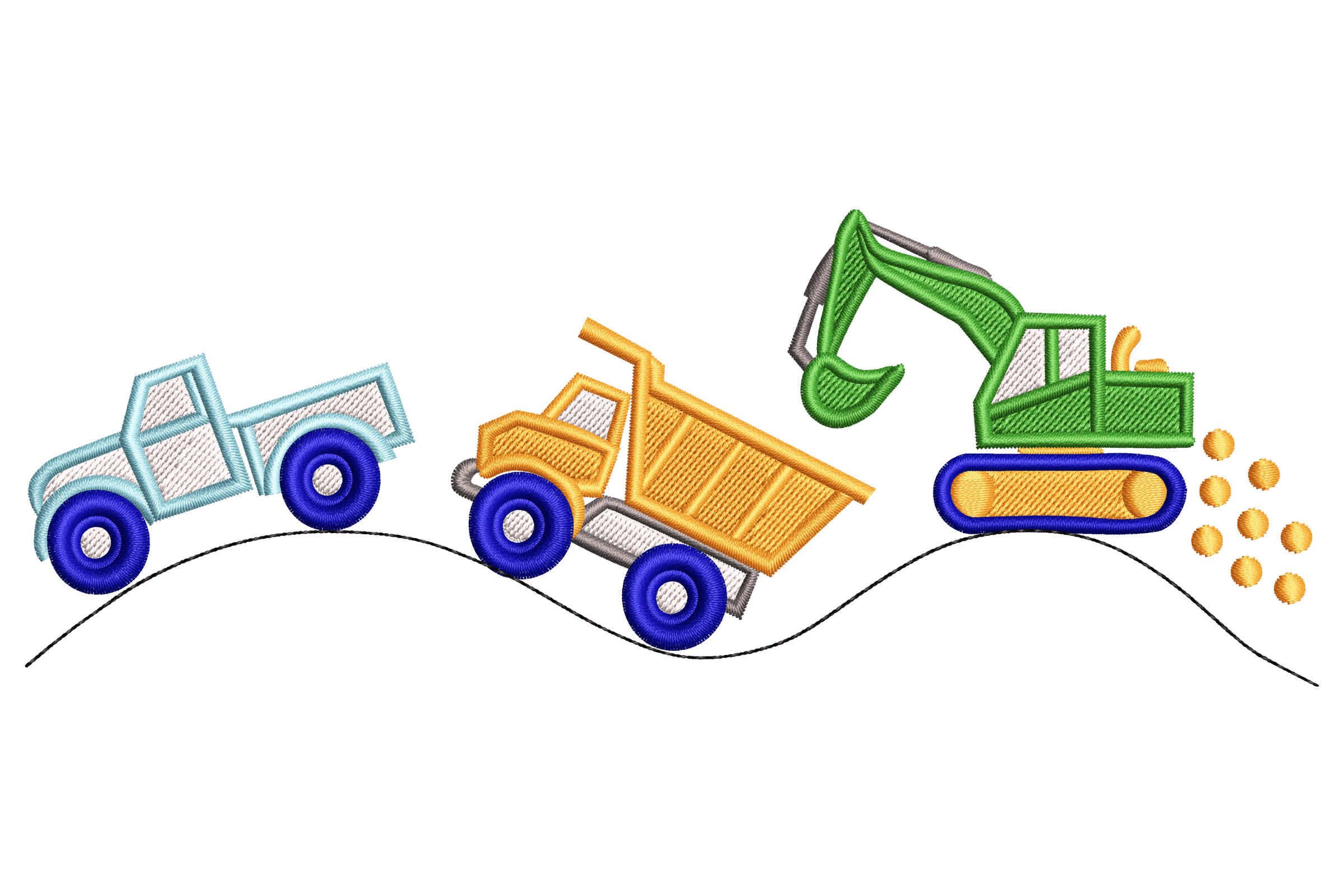 Construction Trucks Border – Kids Embroidery Design