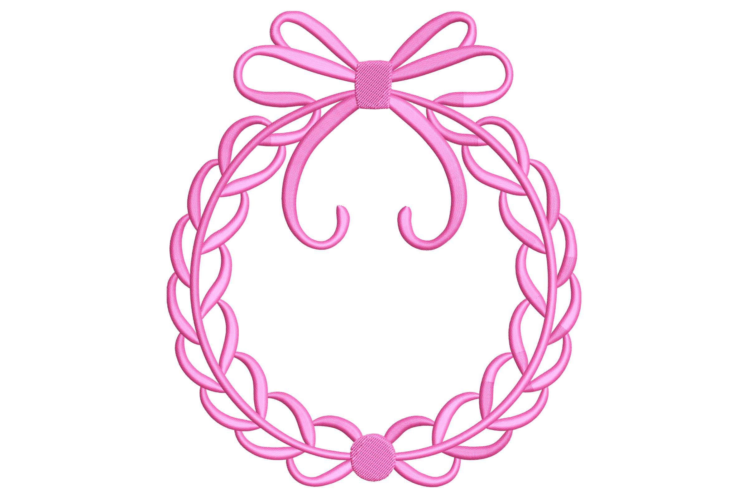 Pink Bow Frame – Cute Monogram Embroidery Design