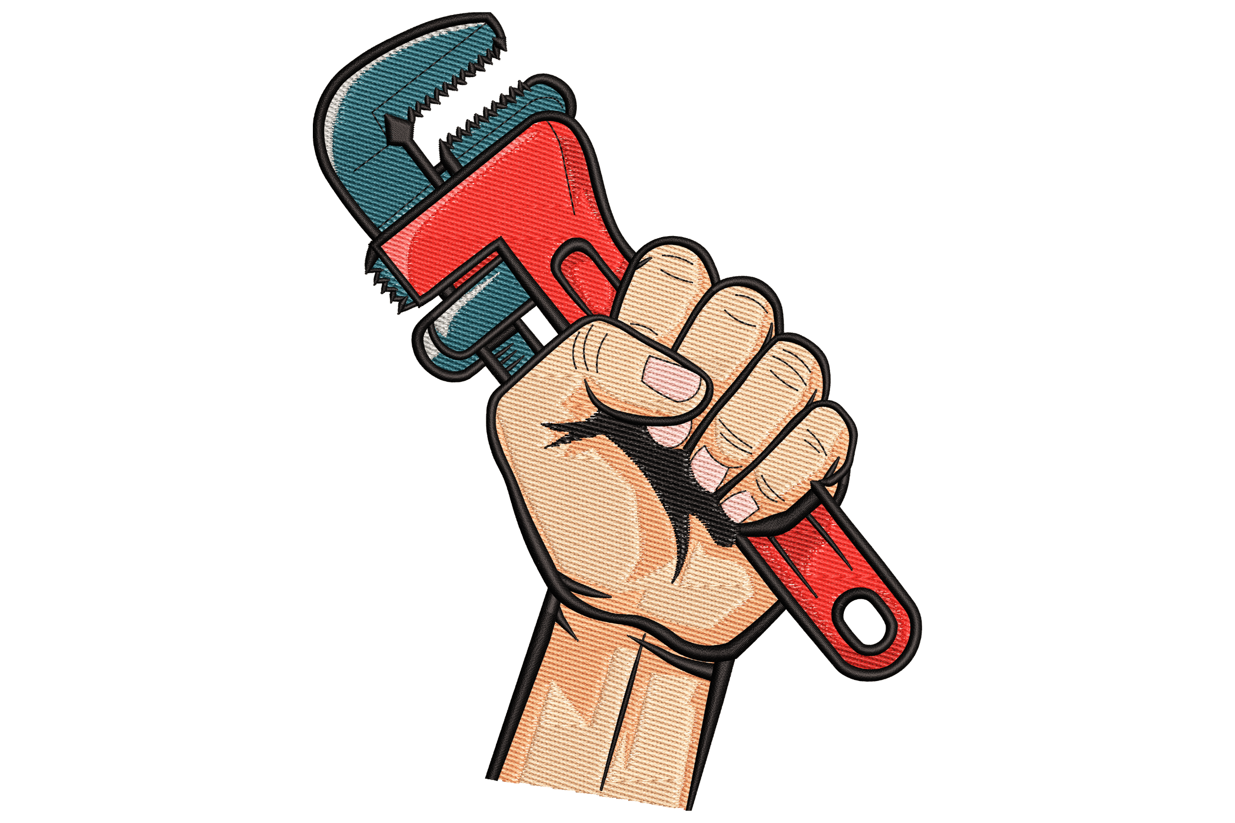 Pipe Wrench Fist – Mechanic Tool Machine Embroidery Design