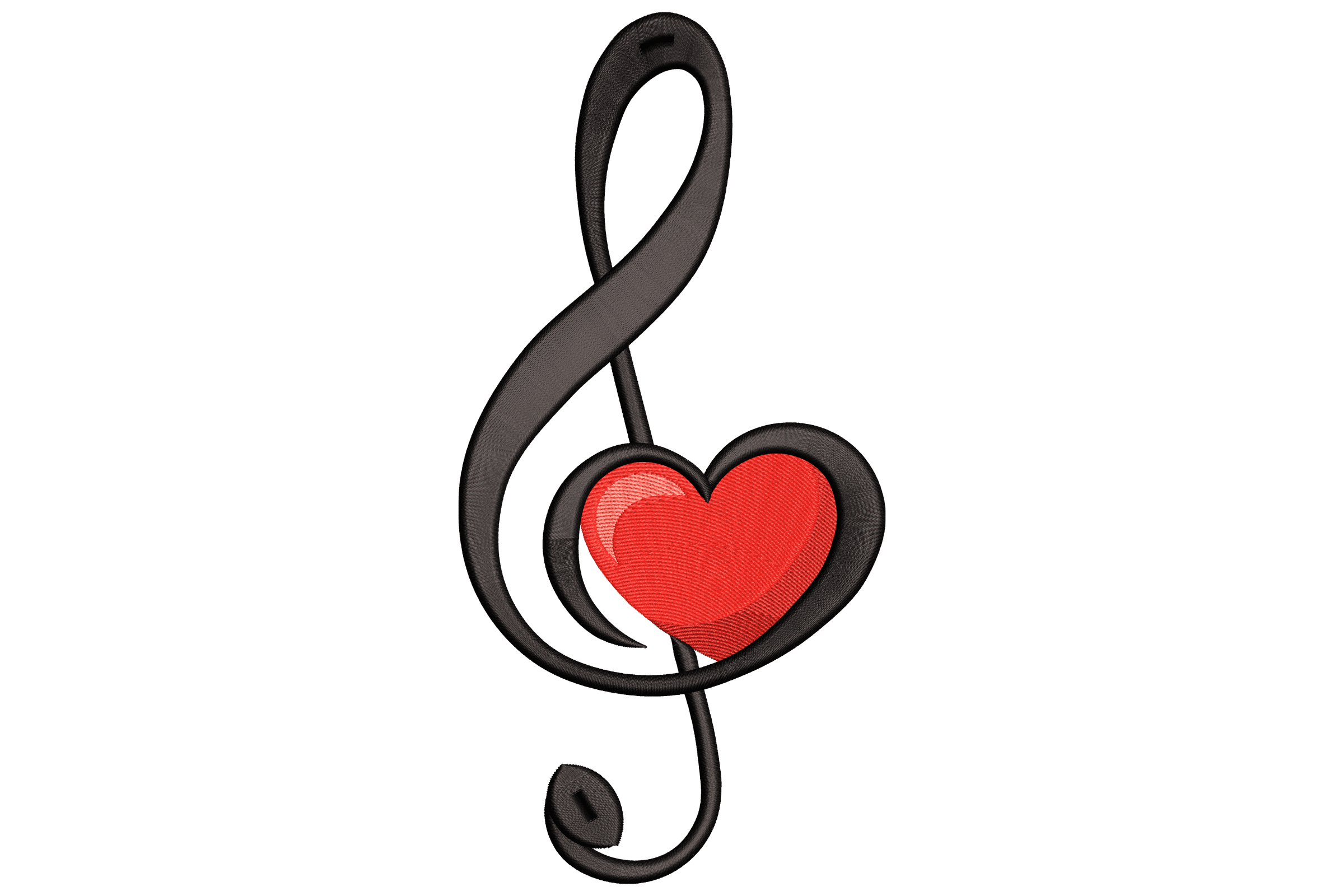 Treble Clef Heart – Music Lover Embroidery Design