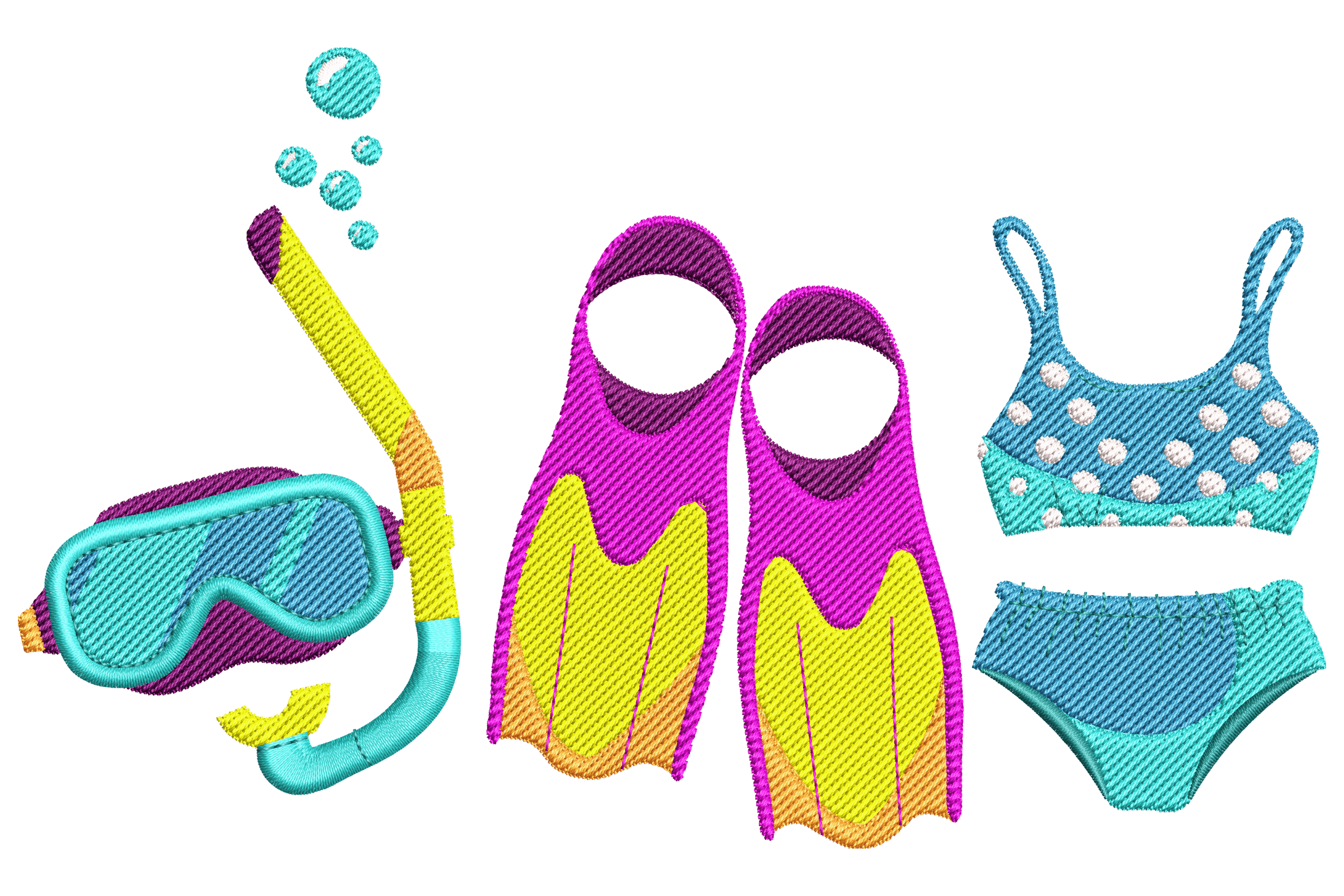 Snorkel & Swim Gear – Cute Summer Embroidery Design