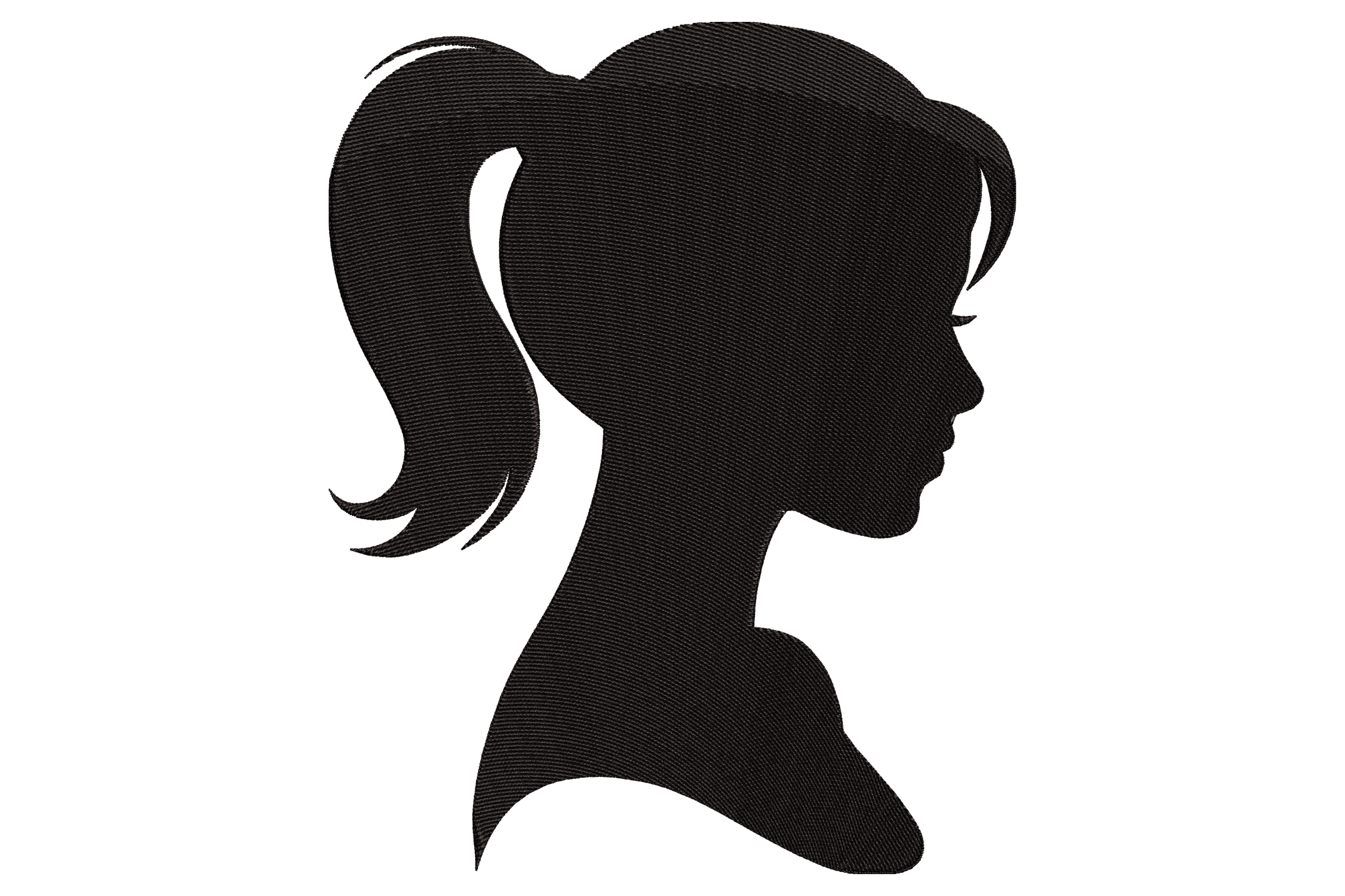 Girl Silhouette – Ponytail Embroidery Design
