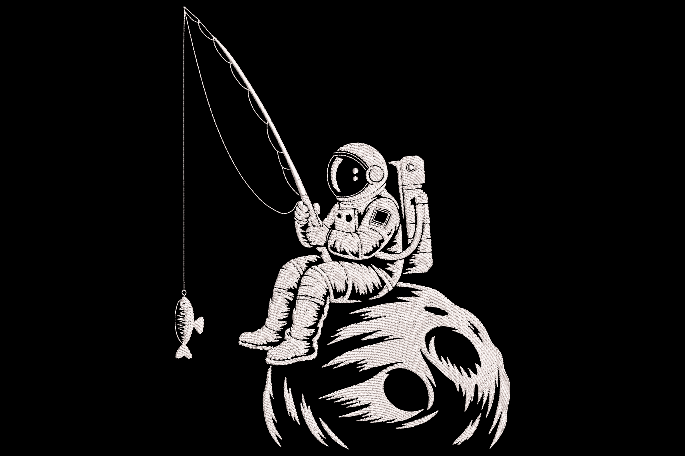 Astronaut Fishing – Space Geek Embroidery Design