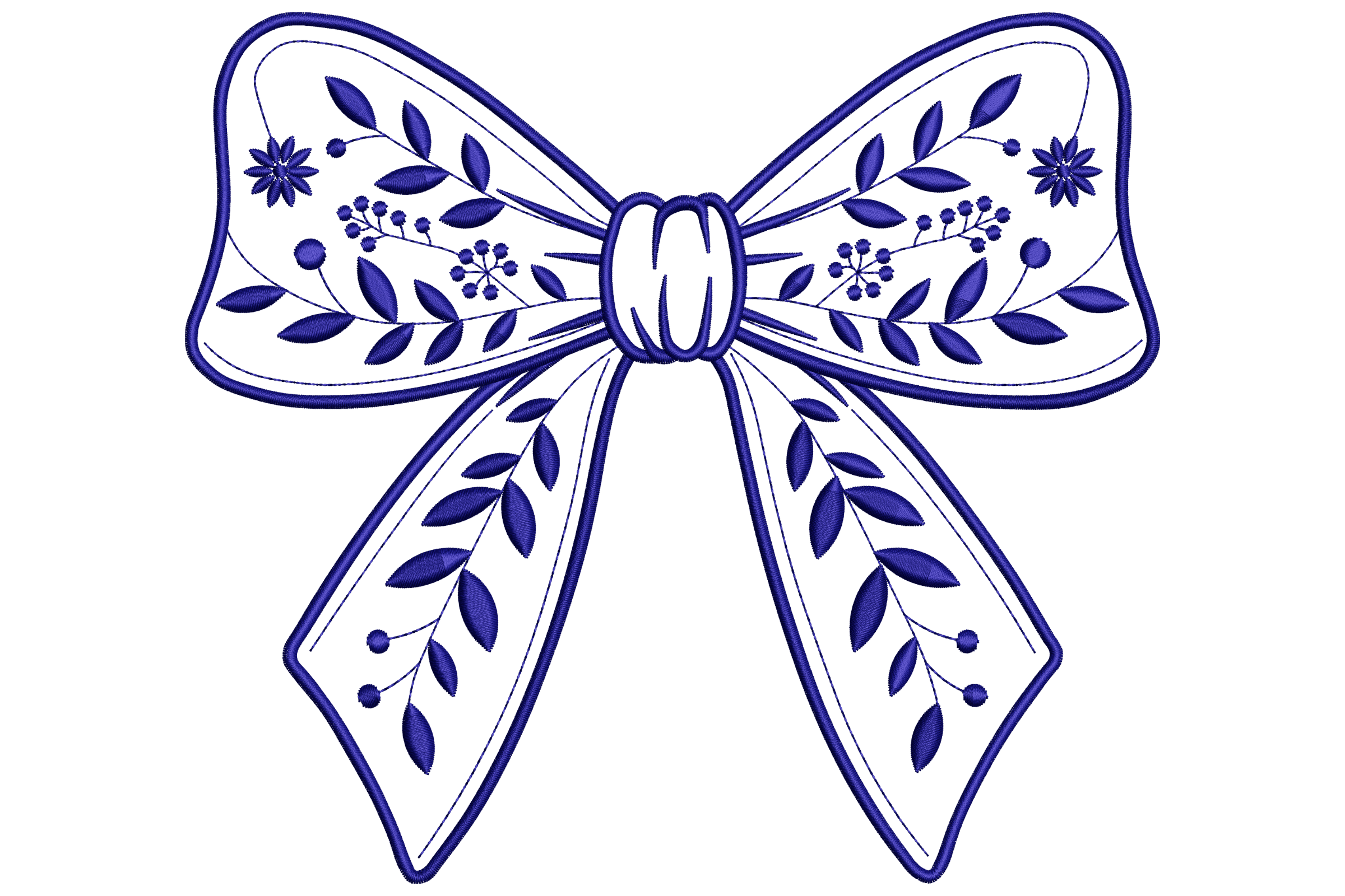 Floral Bow Outline – Elegant Single-Color Embroidery Design