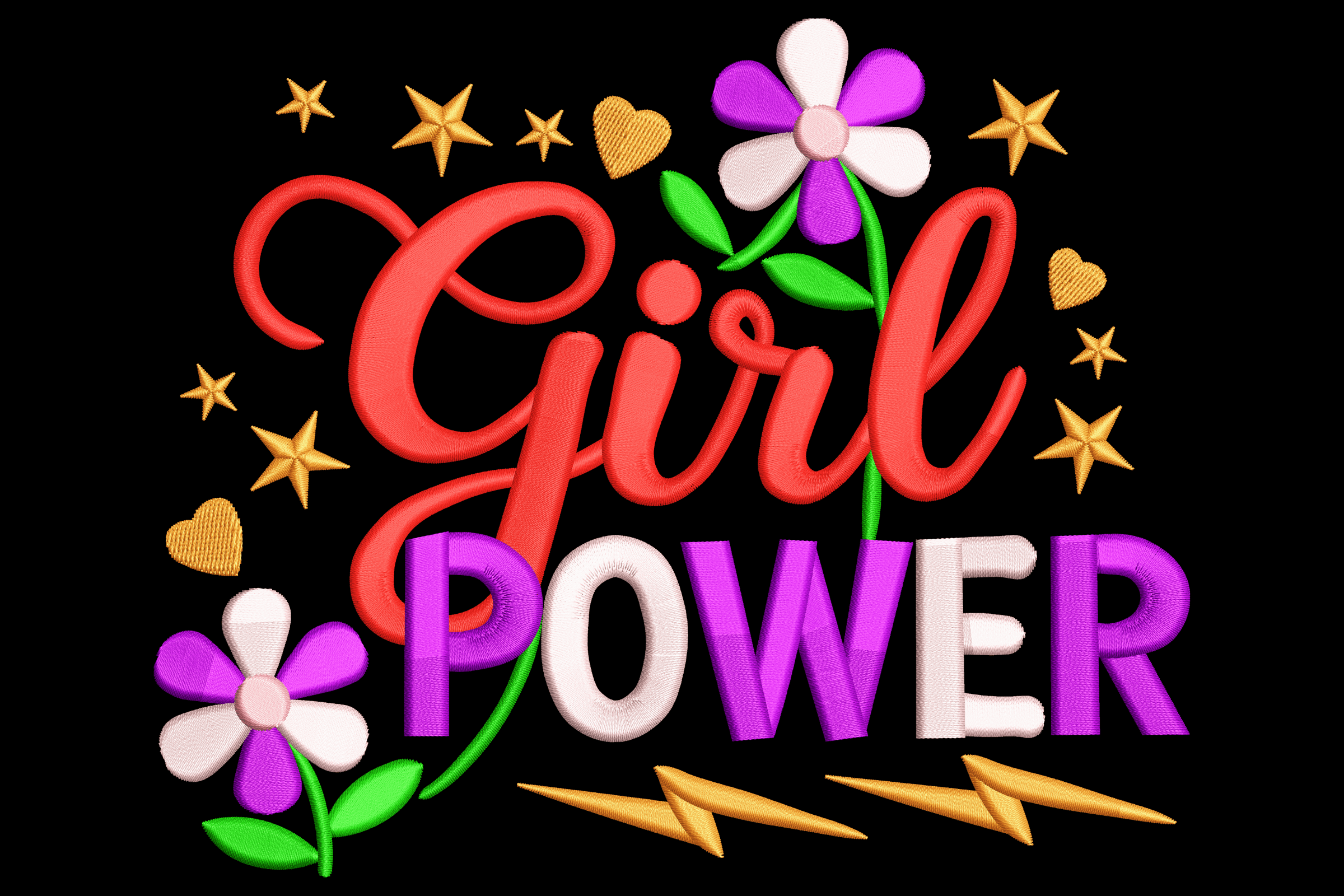 Girl Power – Bold Feminist Quote Embroidery Design