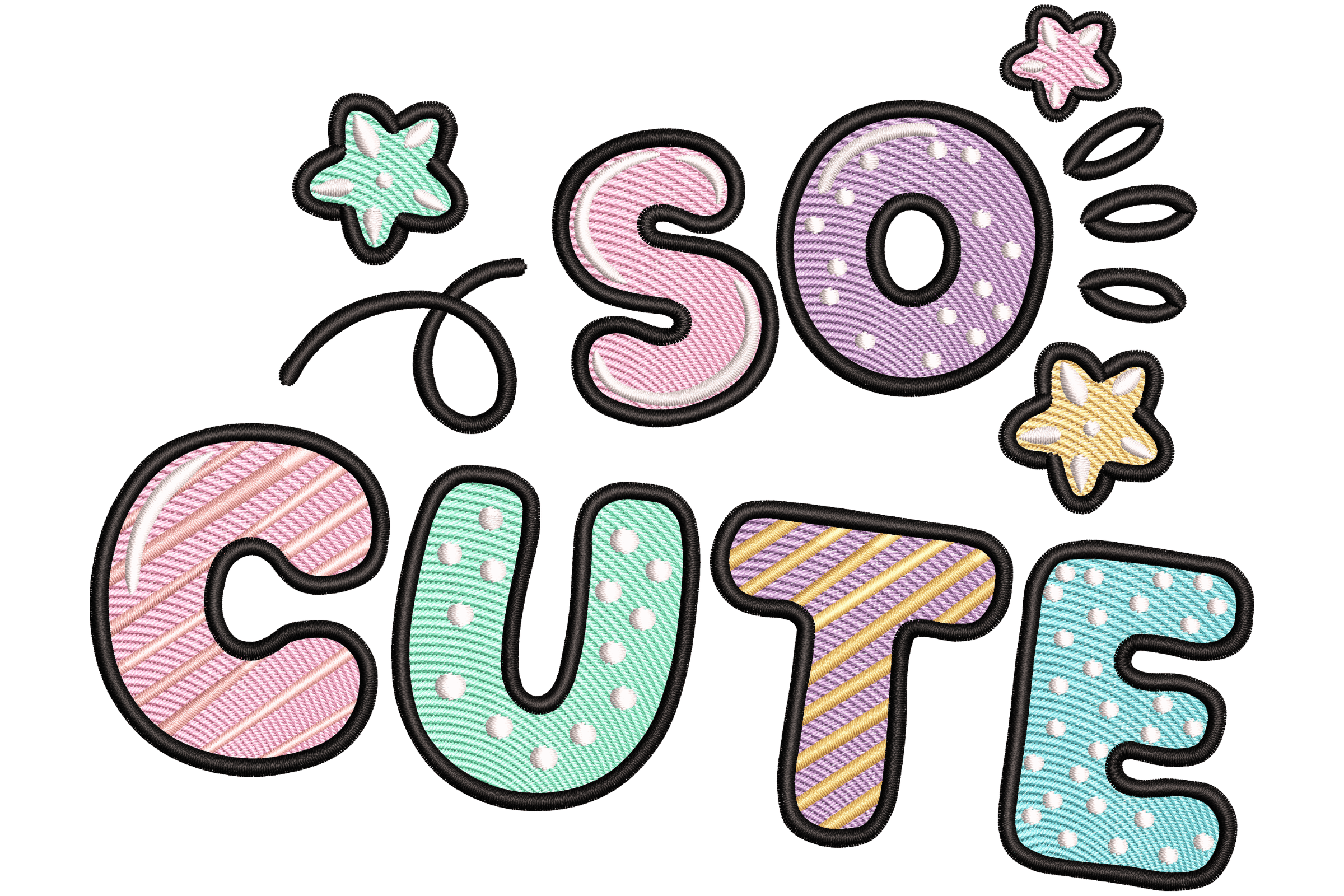 So Cute Text – Pastel Applique Embroidery Design